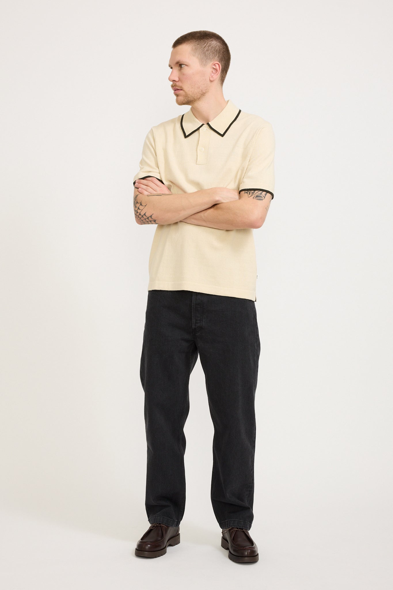 NN07 | Damon Knitted Polo Oat | Maplestore