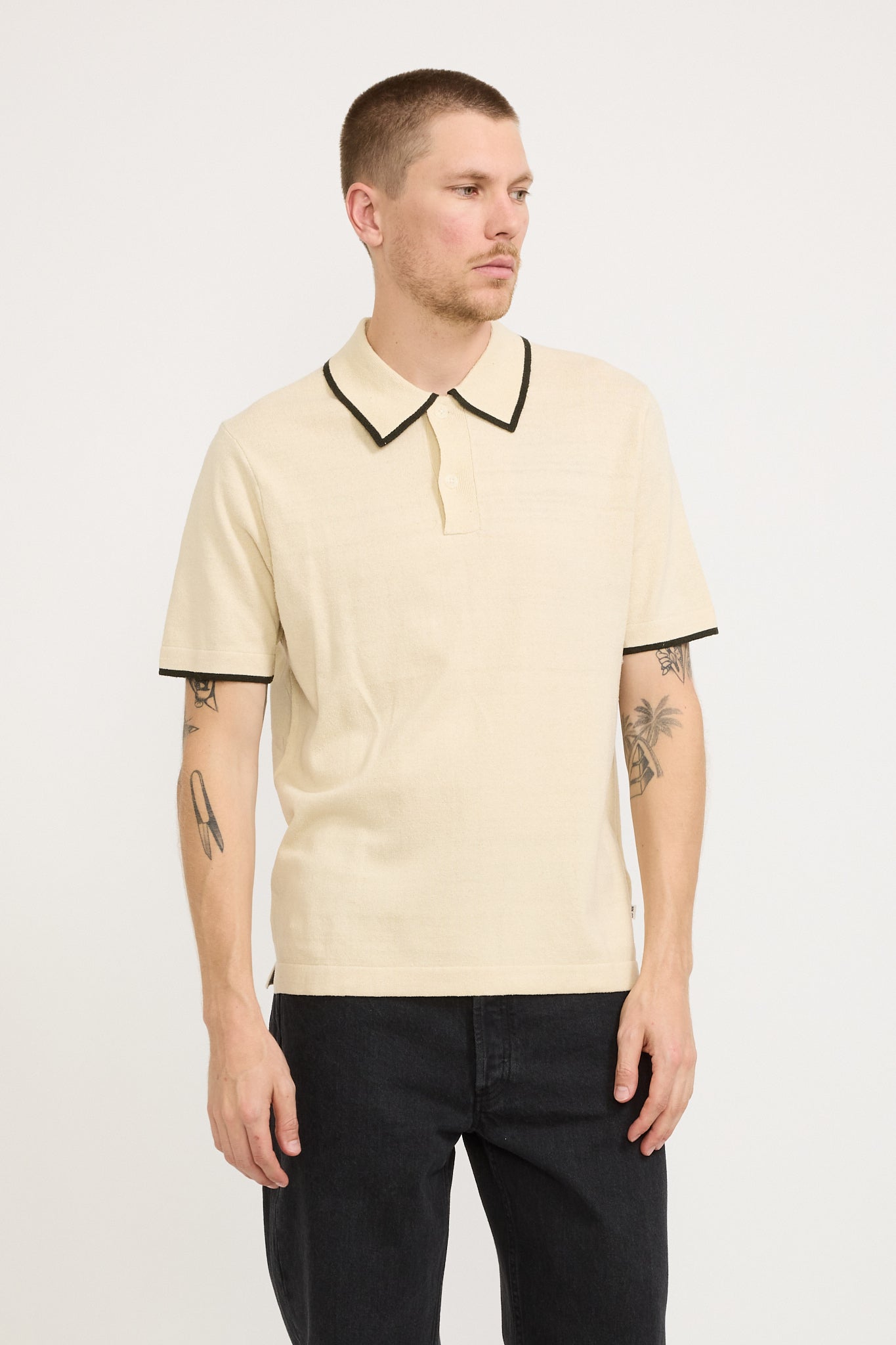 NN07 | Damon Knitted Polo Oat | Maplestore