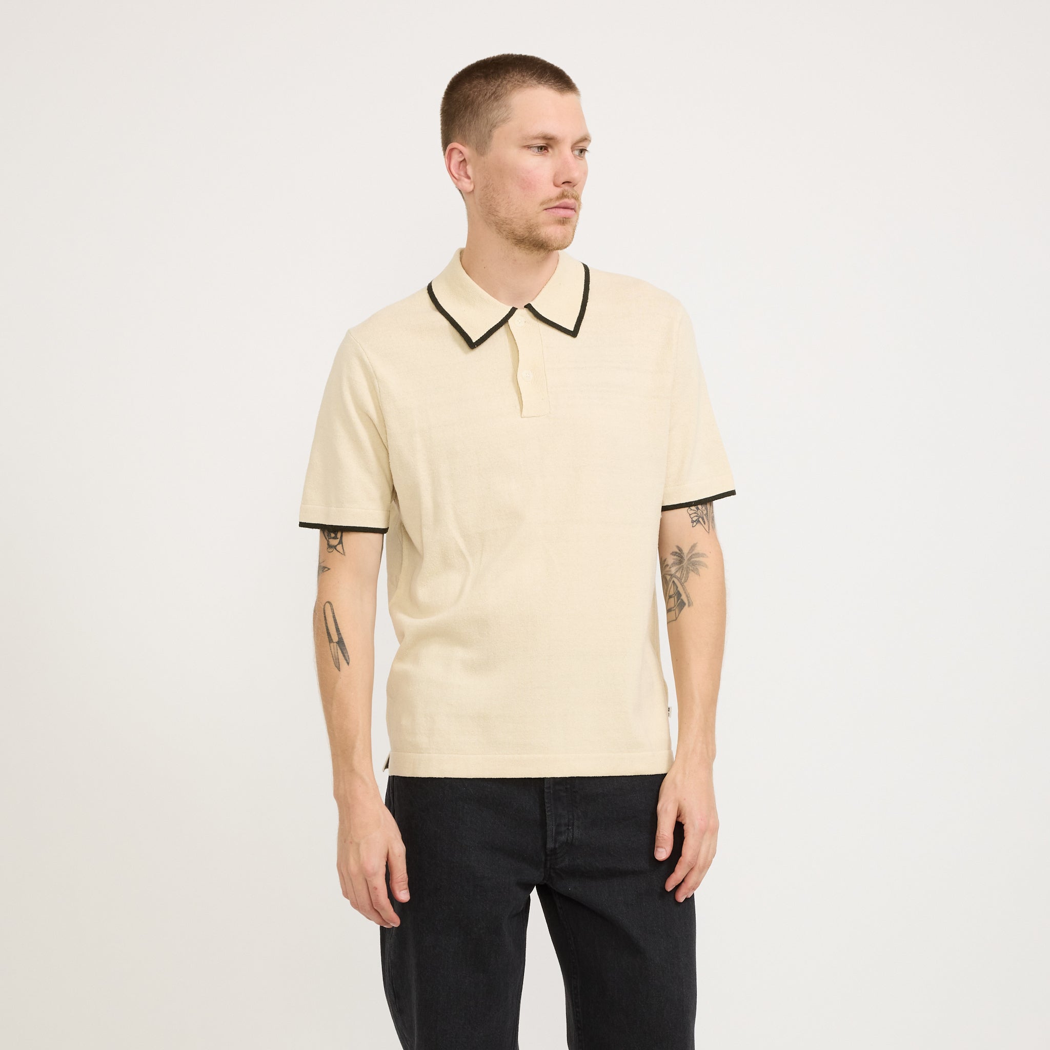 NN07 | Damon Knitted Polo Oat | Maplestore
