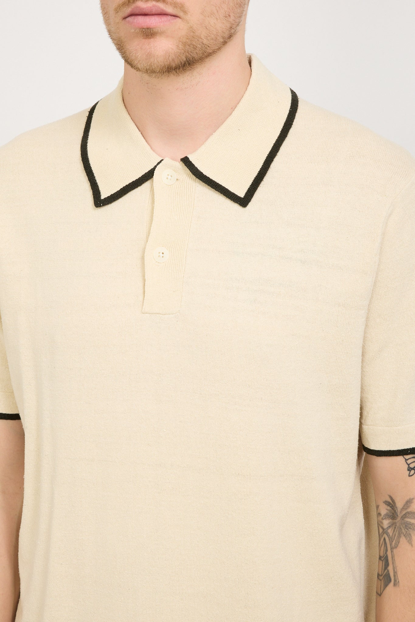 NN07 | Damon Knitted Polo Oat | Maplestore