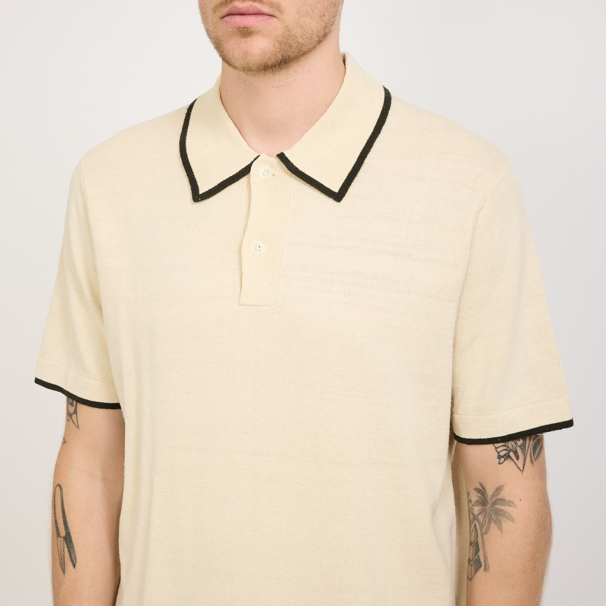 NN07 | Damon Knitted Polo Oat | Maplestore