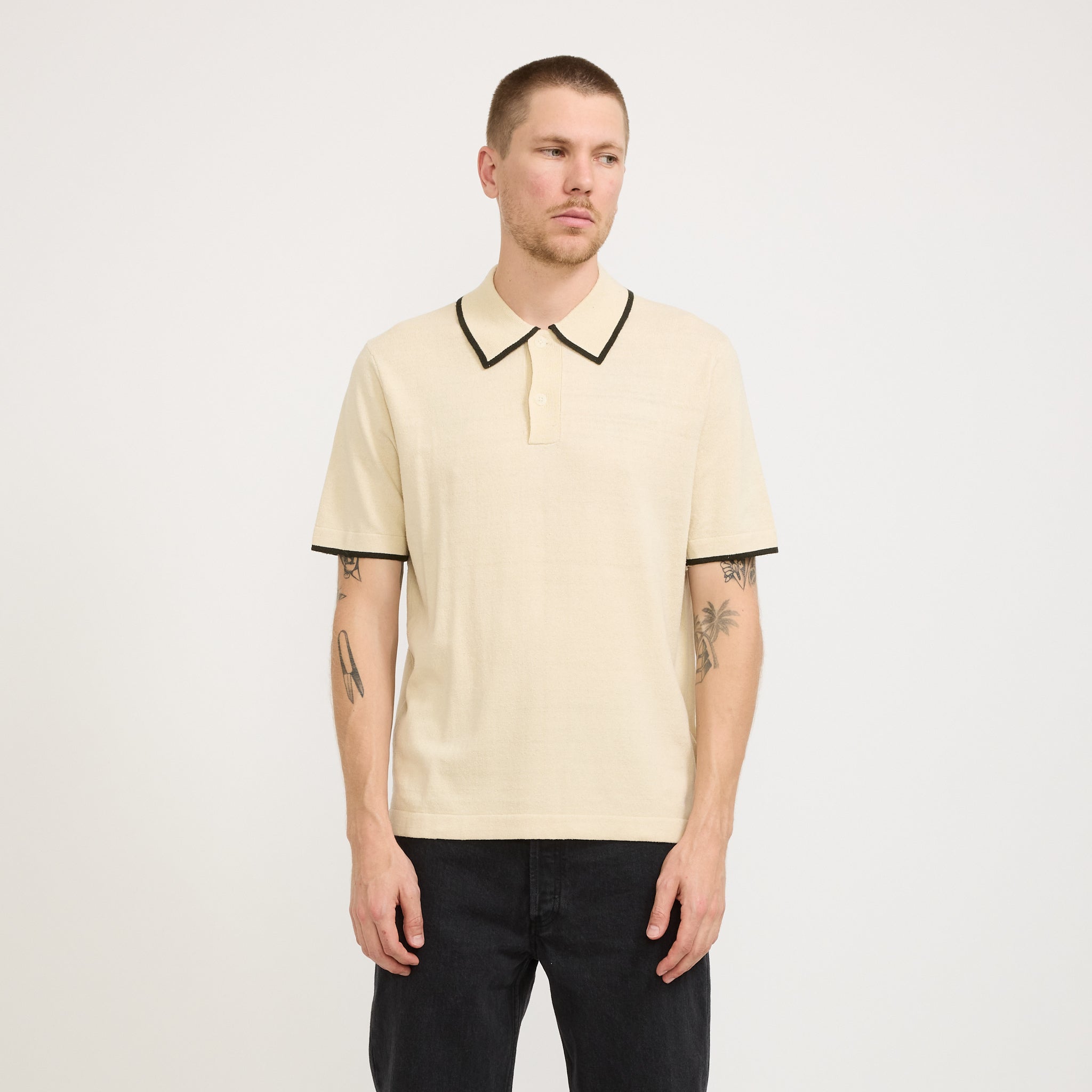 NN07 | Damon Knitted Polo Oat | Maplestore