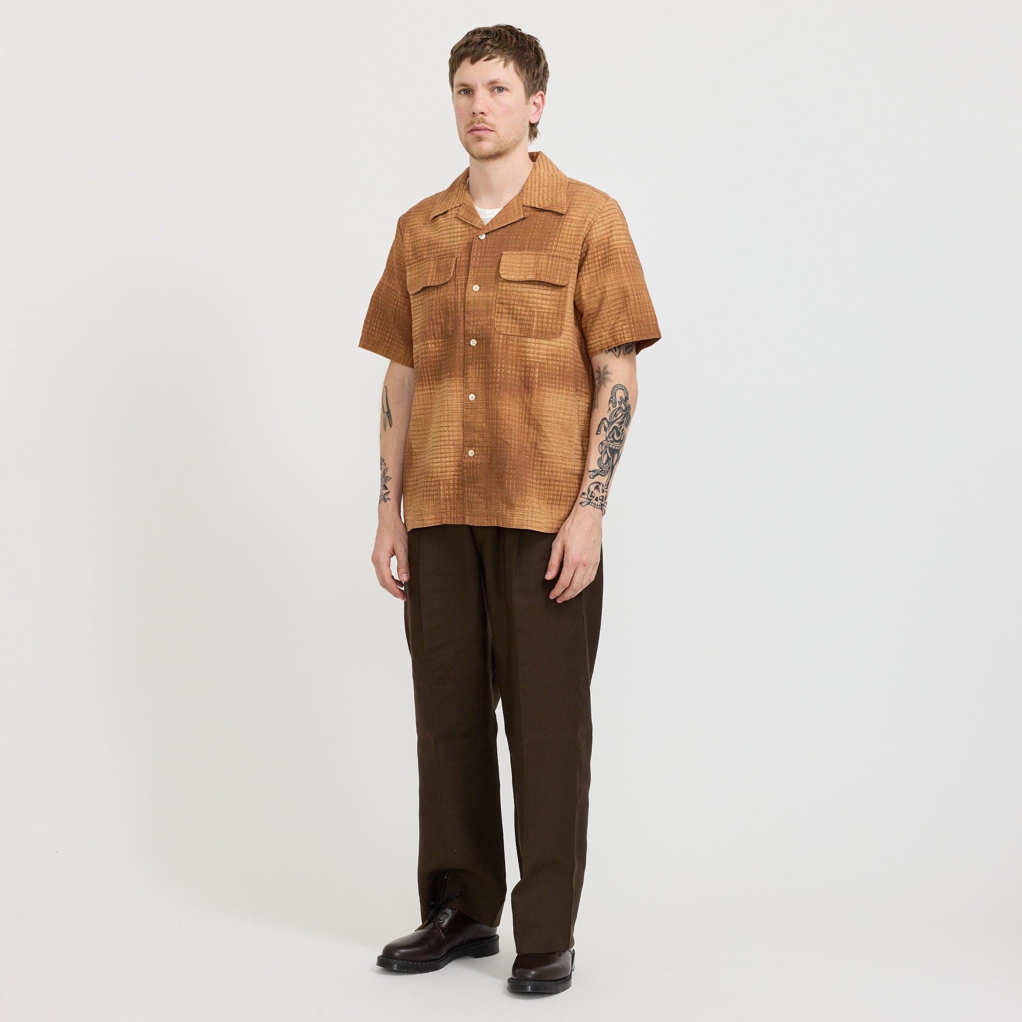 Daniel SS Shirt Brown Print