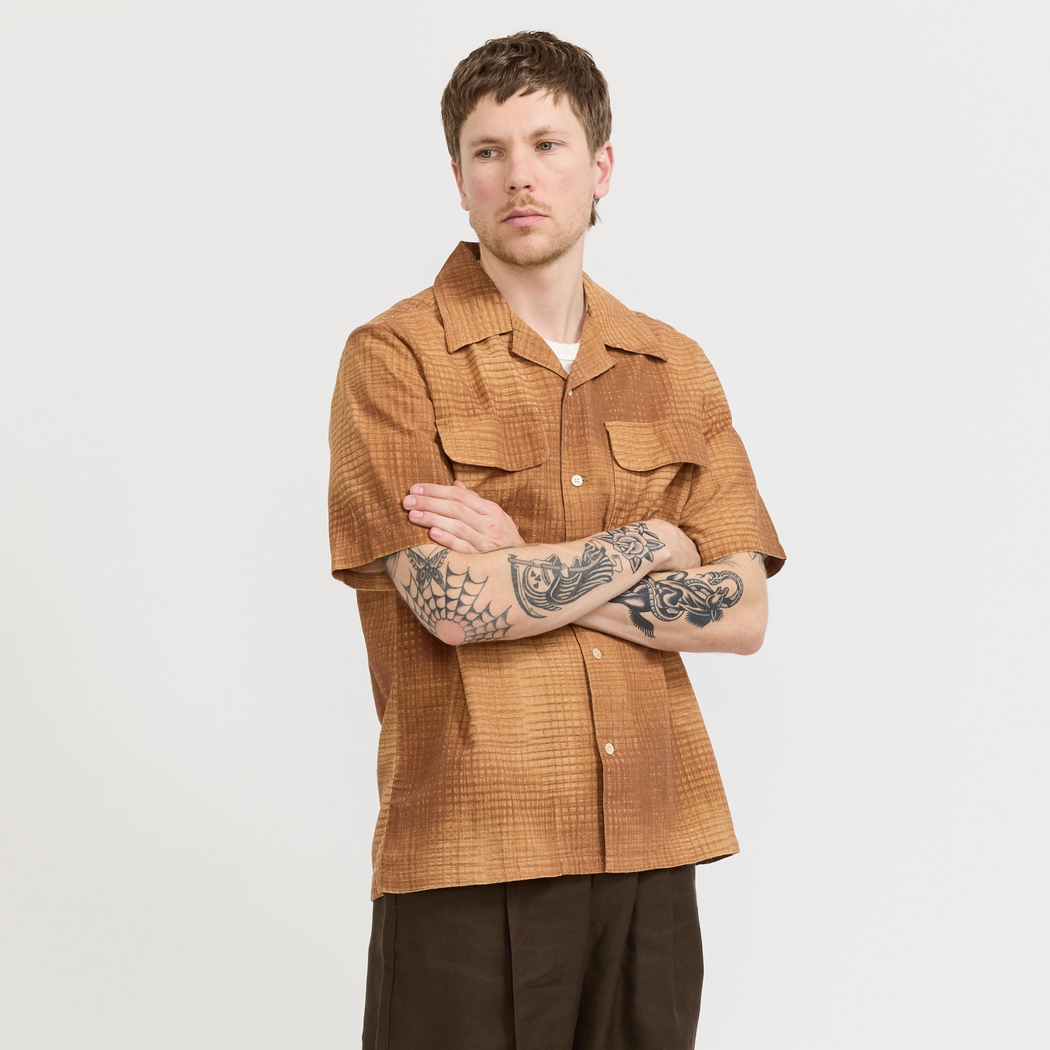 Daniel SS Shirt Brown Print