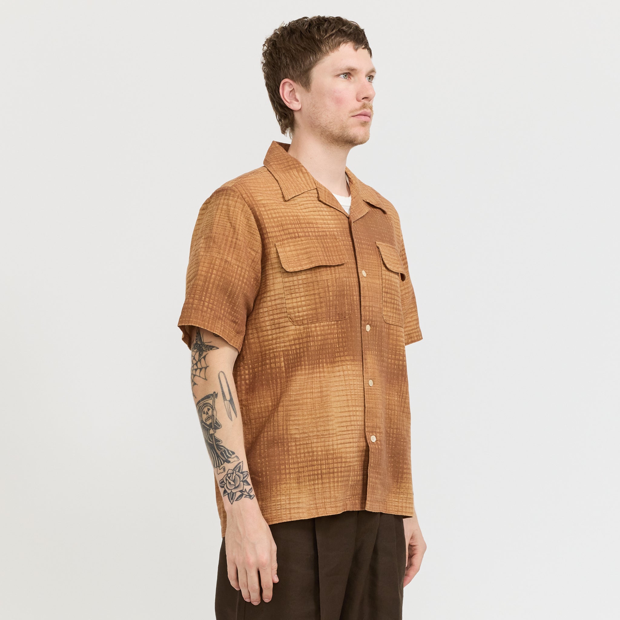 Daniel SS Shirt Brown Print