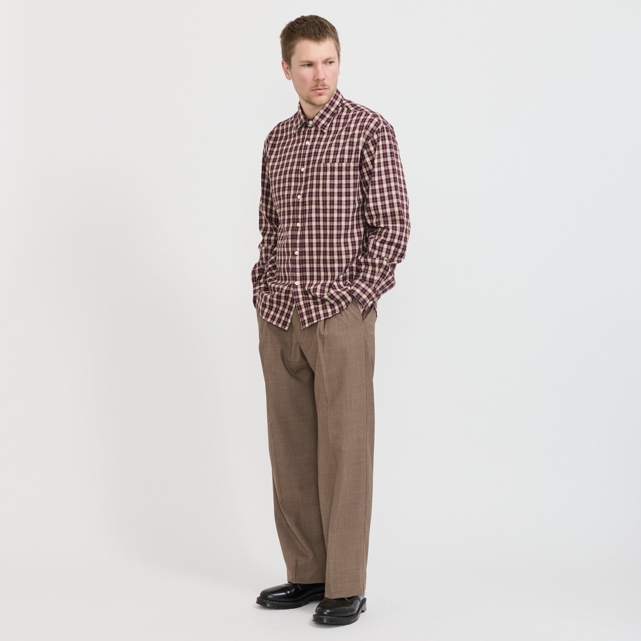 NN07 | Deon Flannel Shirt Wine Check | Maplestore