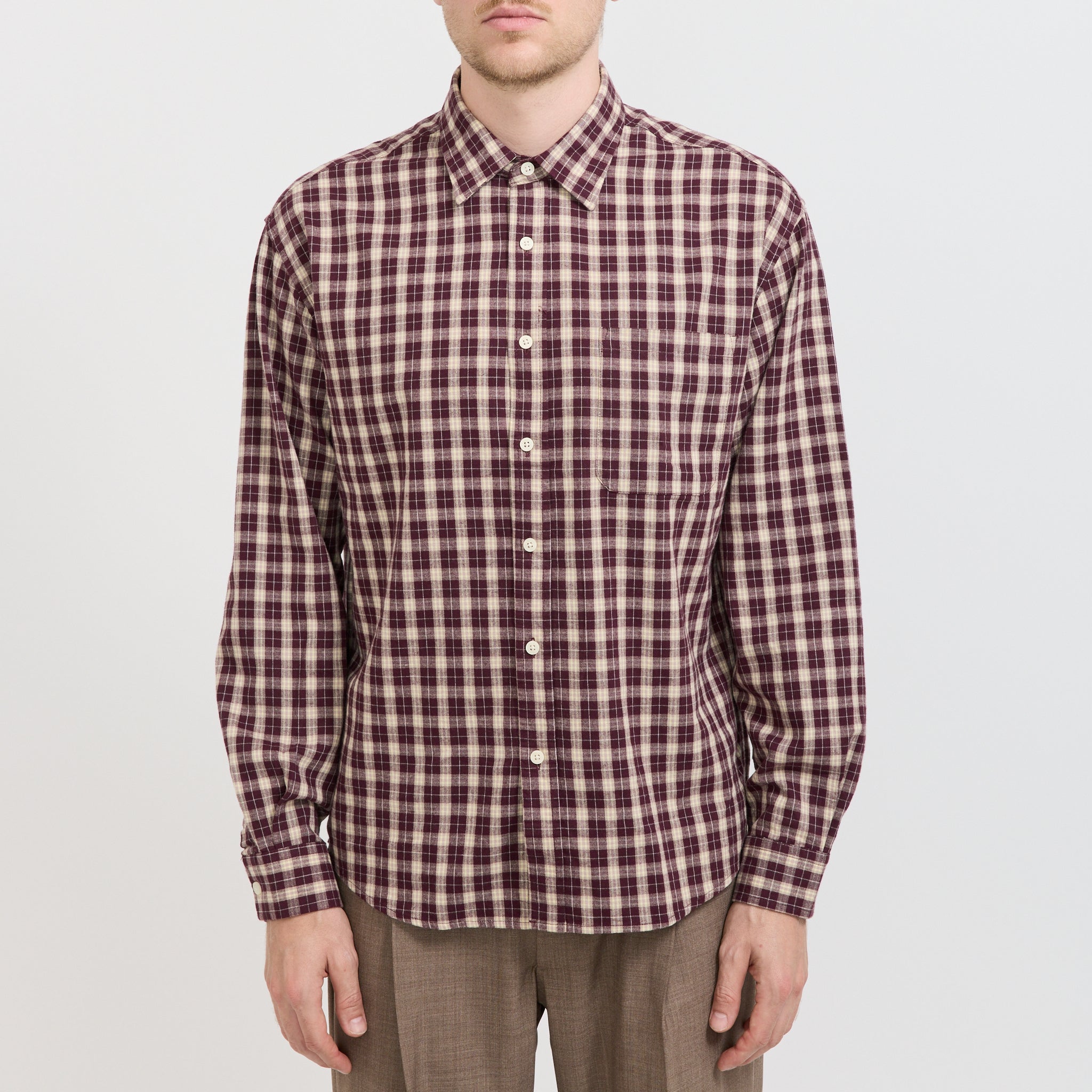 NN07 | Deon Flannel Shirt Wine Check | Maplestore
