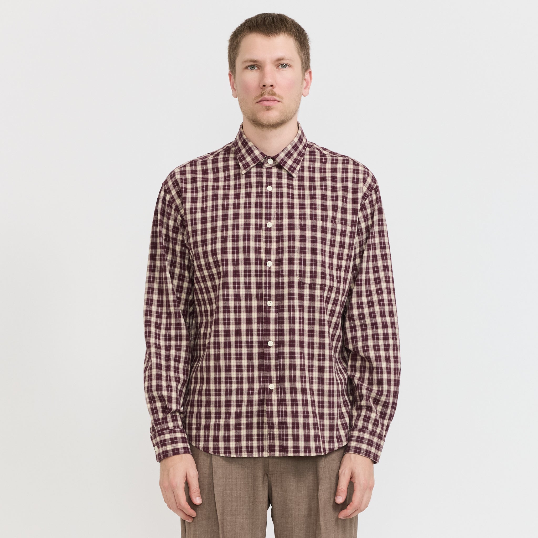 NN07 | Deon Flannel Shirt Wine Check | Maplestore