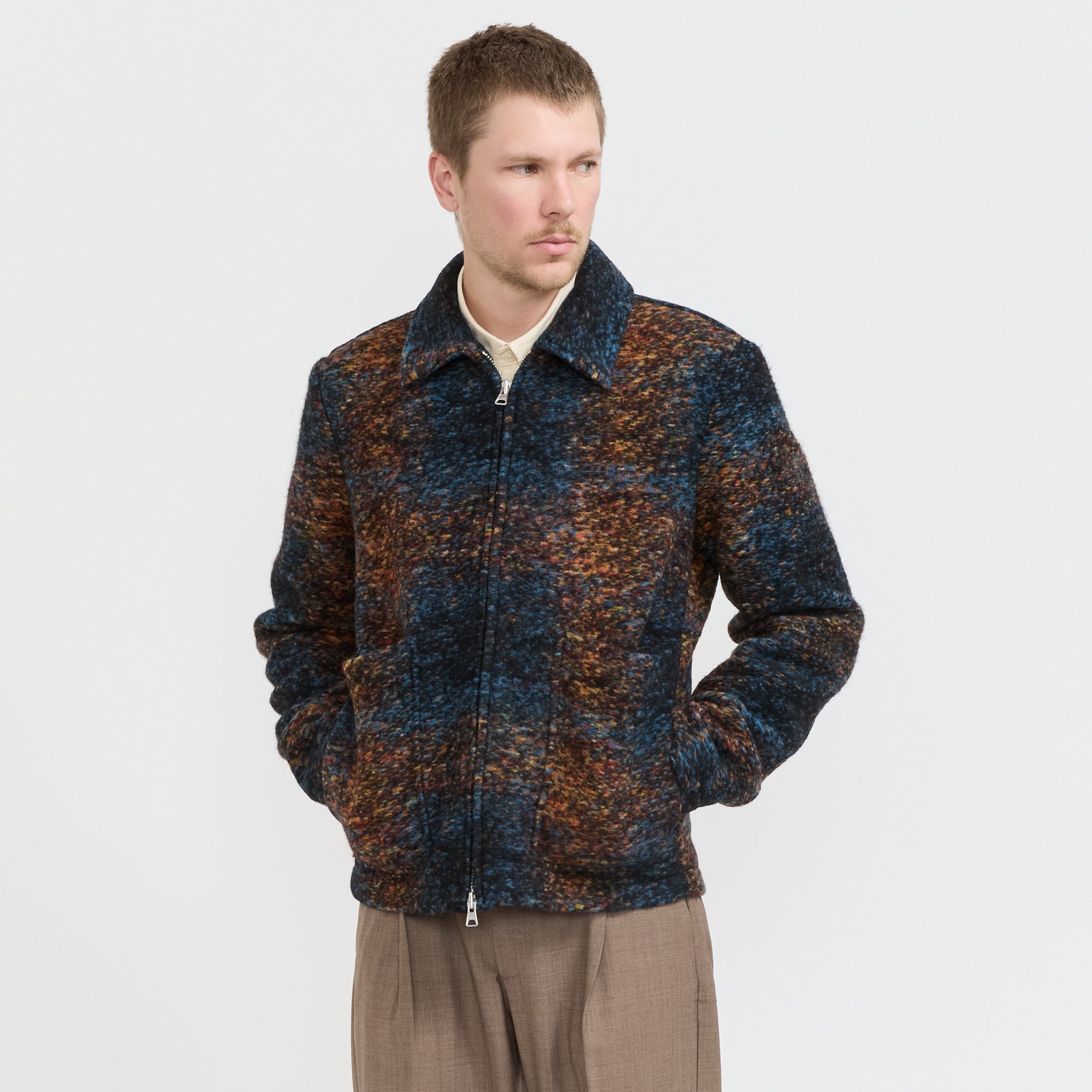 NN07 | Gael Jacquard Jacket Blue Multi | Maplestore