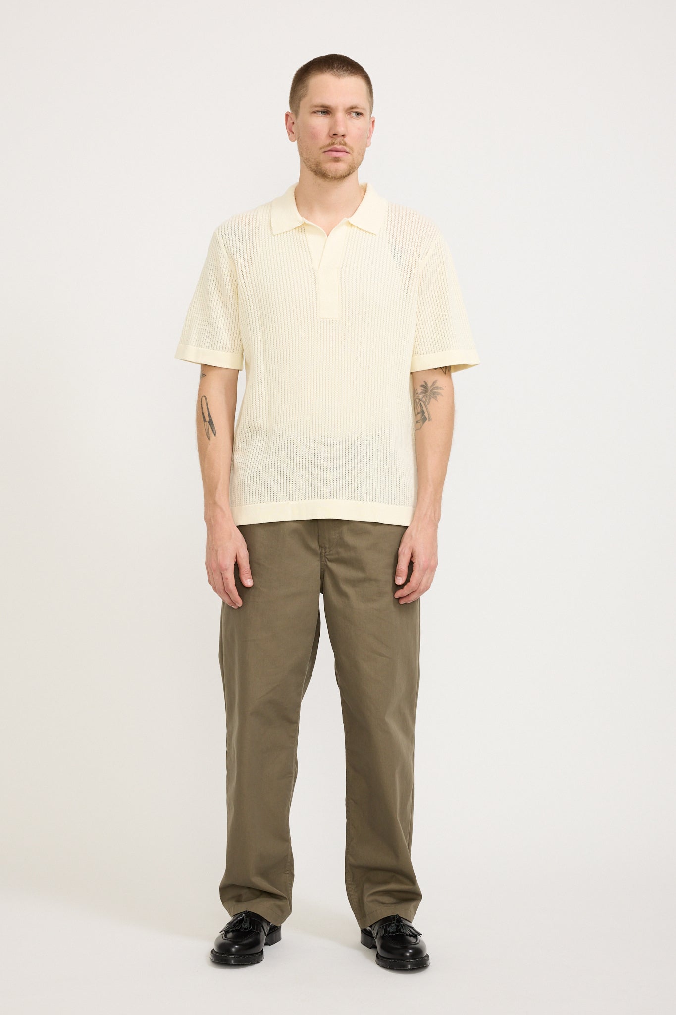 NN07 | Huxley Knitted Polo Cannoli Cream | Maplestore