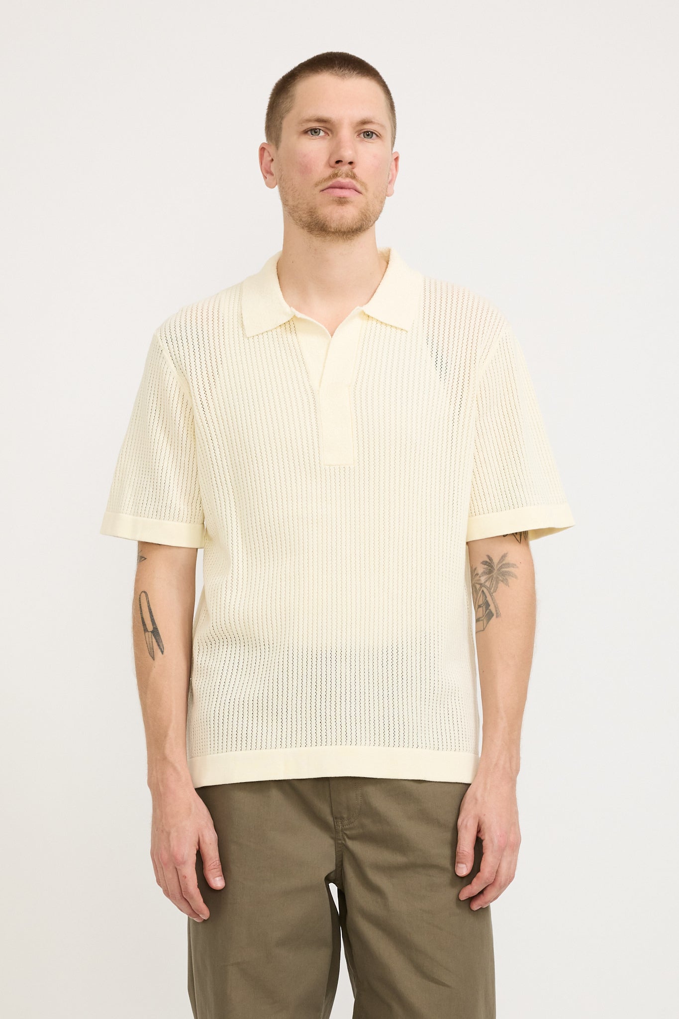 NN07 | Huxley Knitted Polo Cannoli Cream | Maplestore