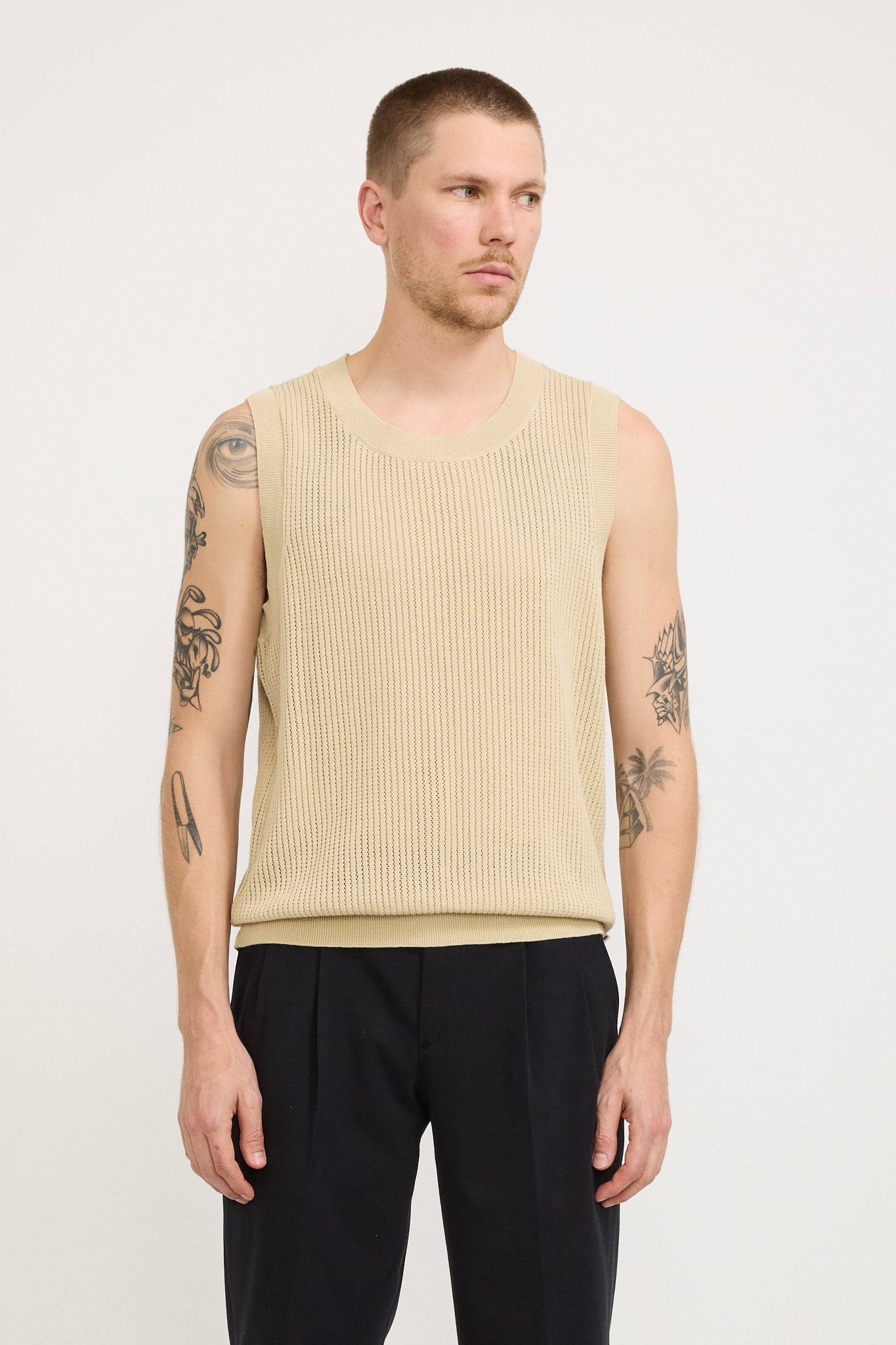 NN07 | Huxley Knitted Tank Top Ecru | Maplestore