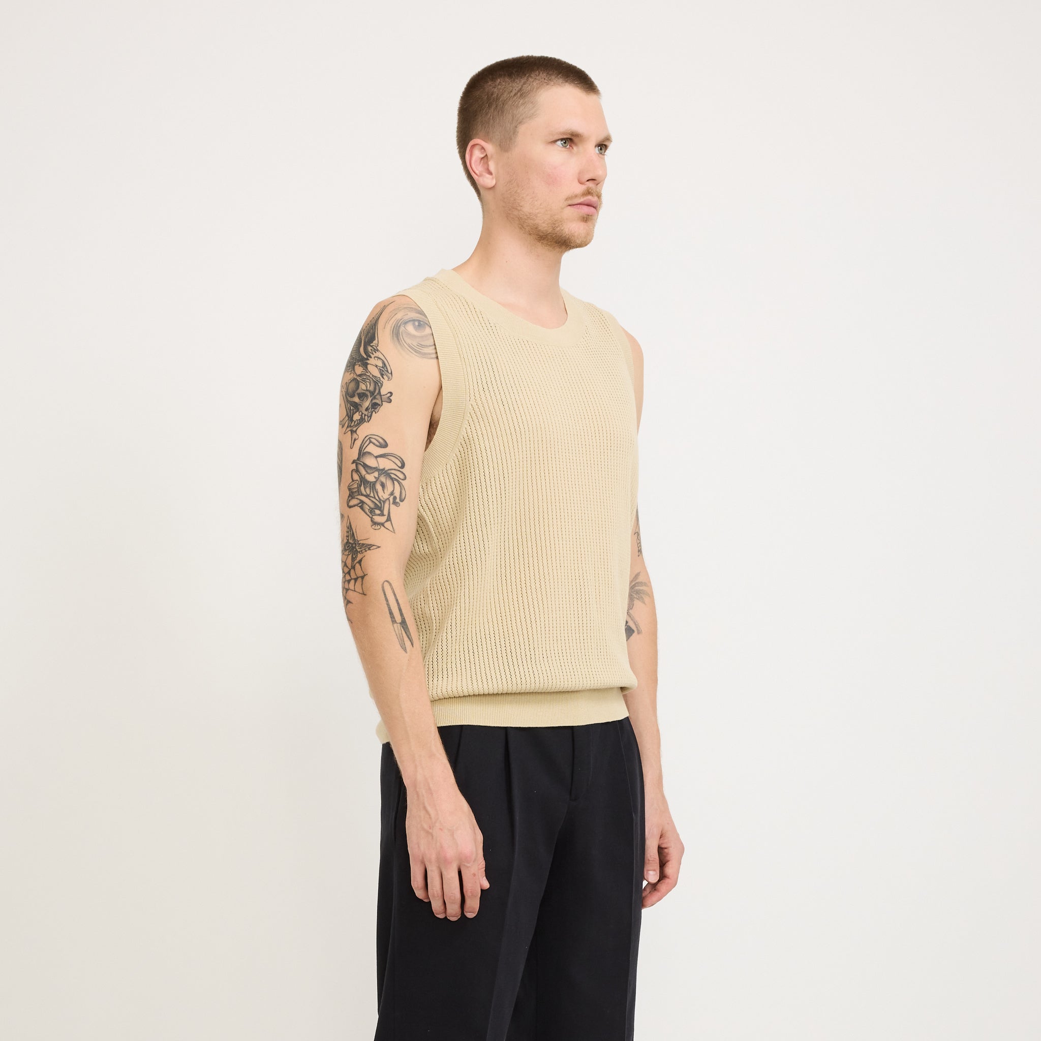 NN07 | Huxley Knitted Tank Top Ecru | Maplestore