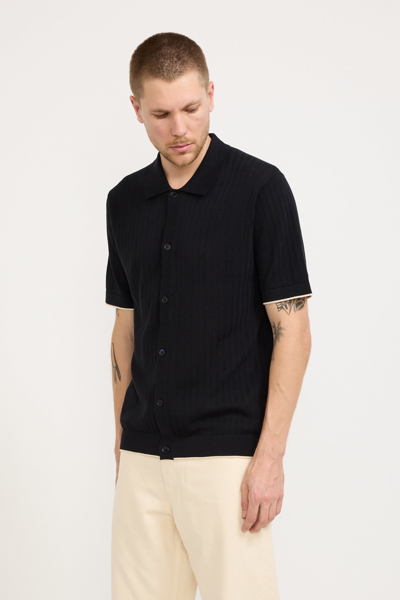 NN07 | Nalo Knitted Polo Navy Blue | Maplestore