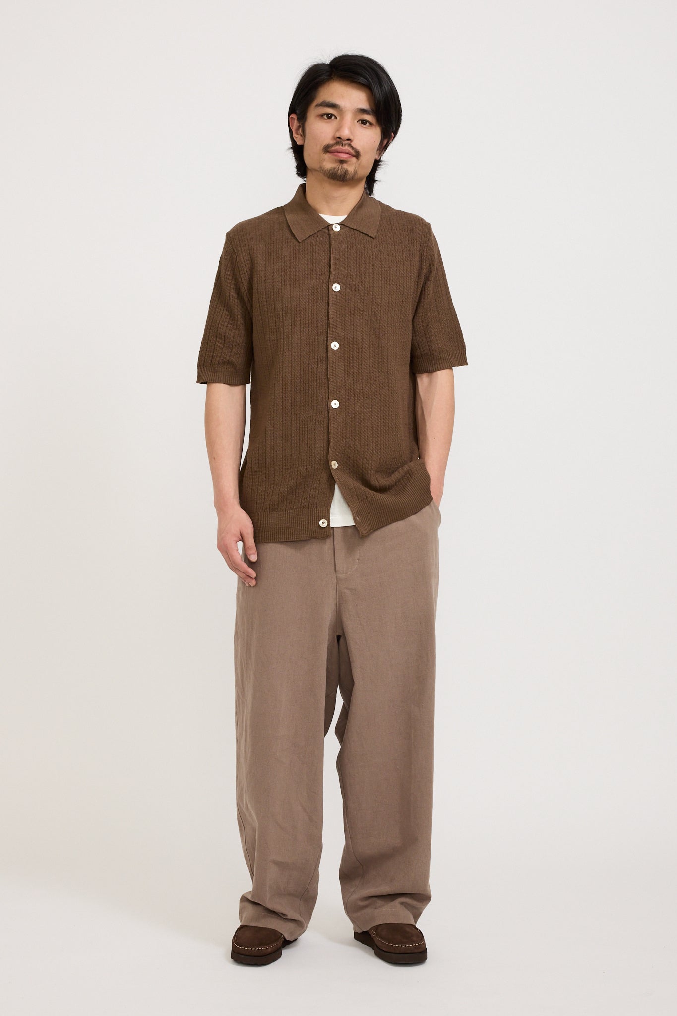 NN07 | Nolan Button Up Polo Cocoa | Maplestore