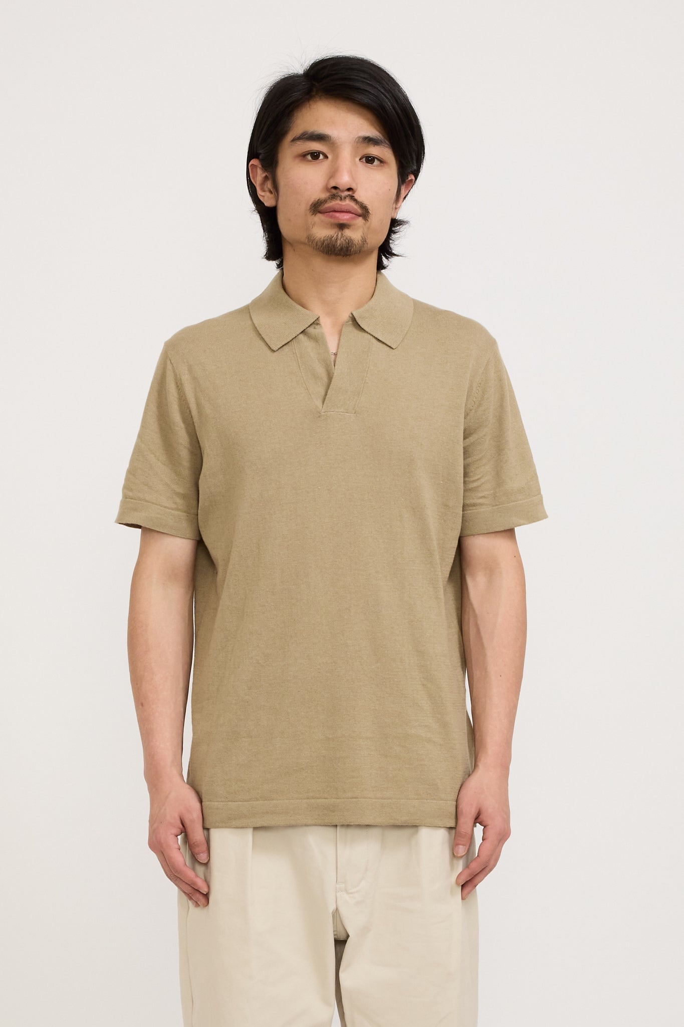 NN07 | Ryan Knitted Polo Greige | Maplestore