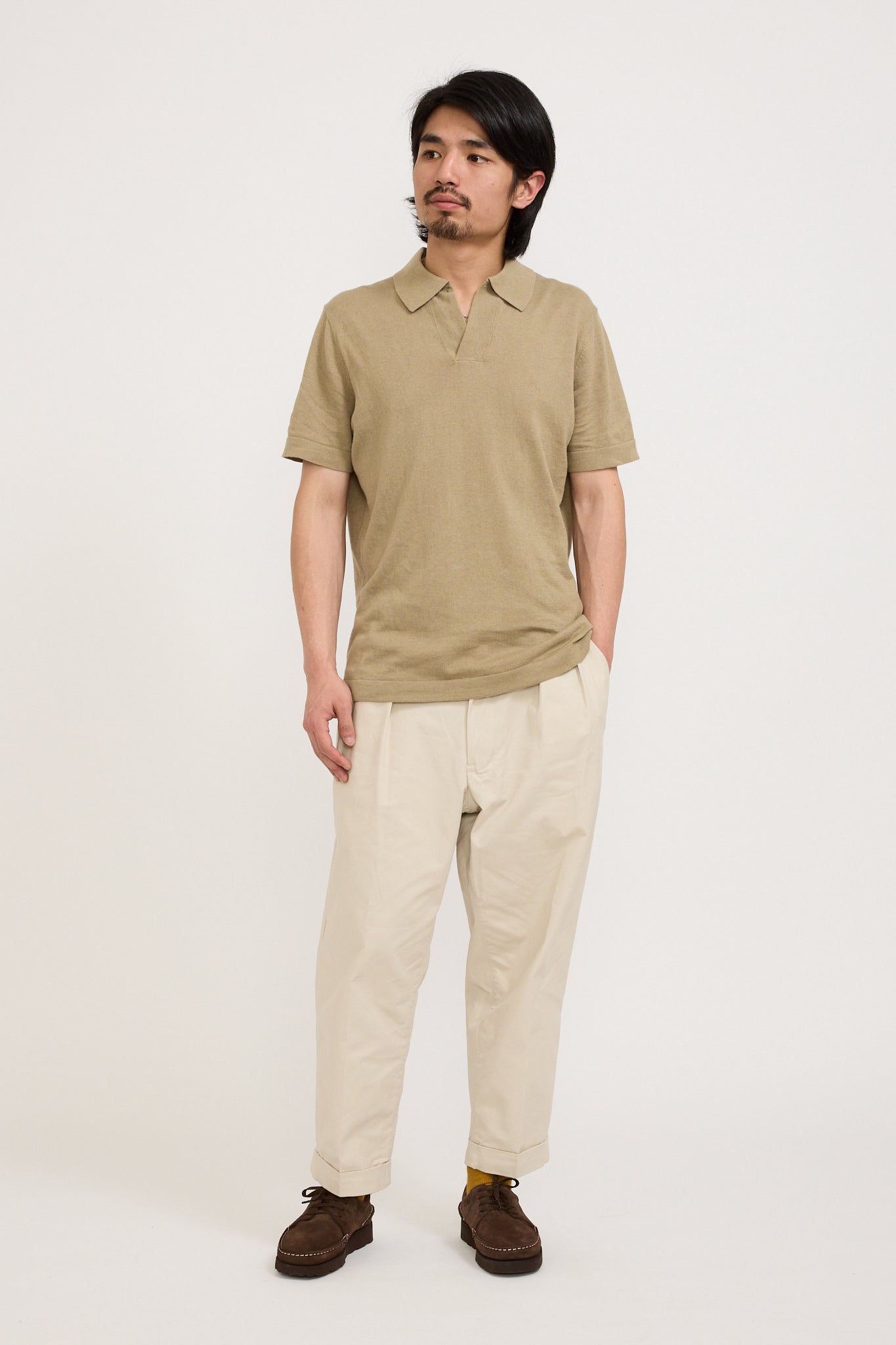 NN07 | Ryan Knitted Polo Greige | Maplestore