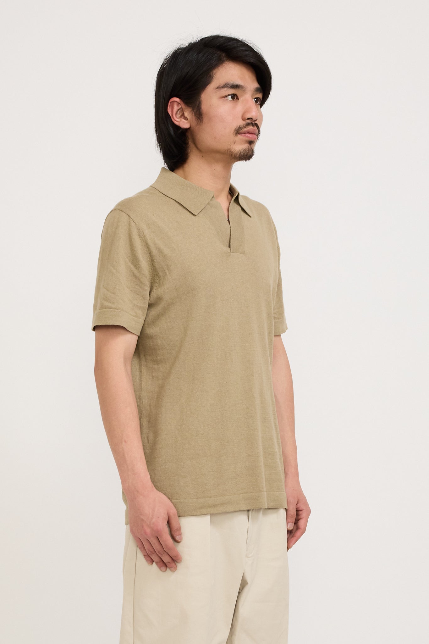 NN07 | Ryan Knitted Polo Greige | Maplestore