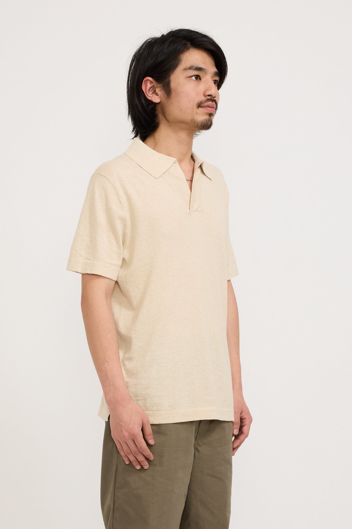 NN07 | Ryan Knitted Polo Oat | Maplestore