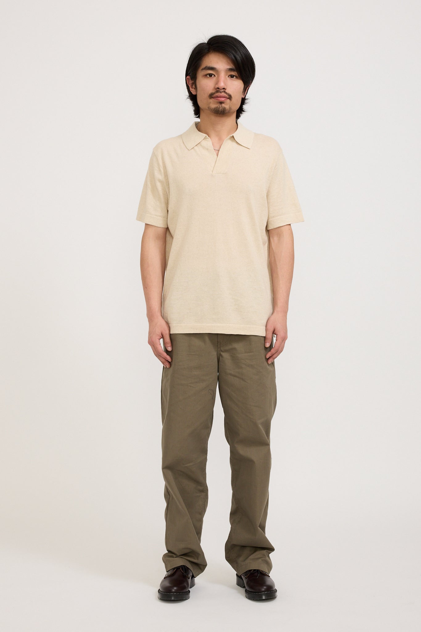 NN07 | Ryan Knitted Polo Oat | Maplestore