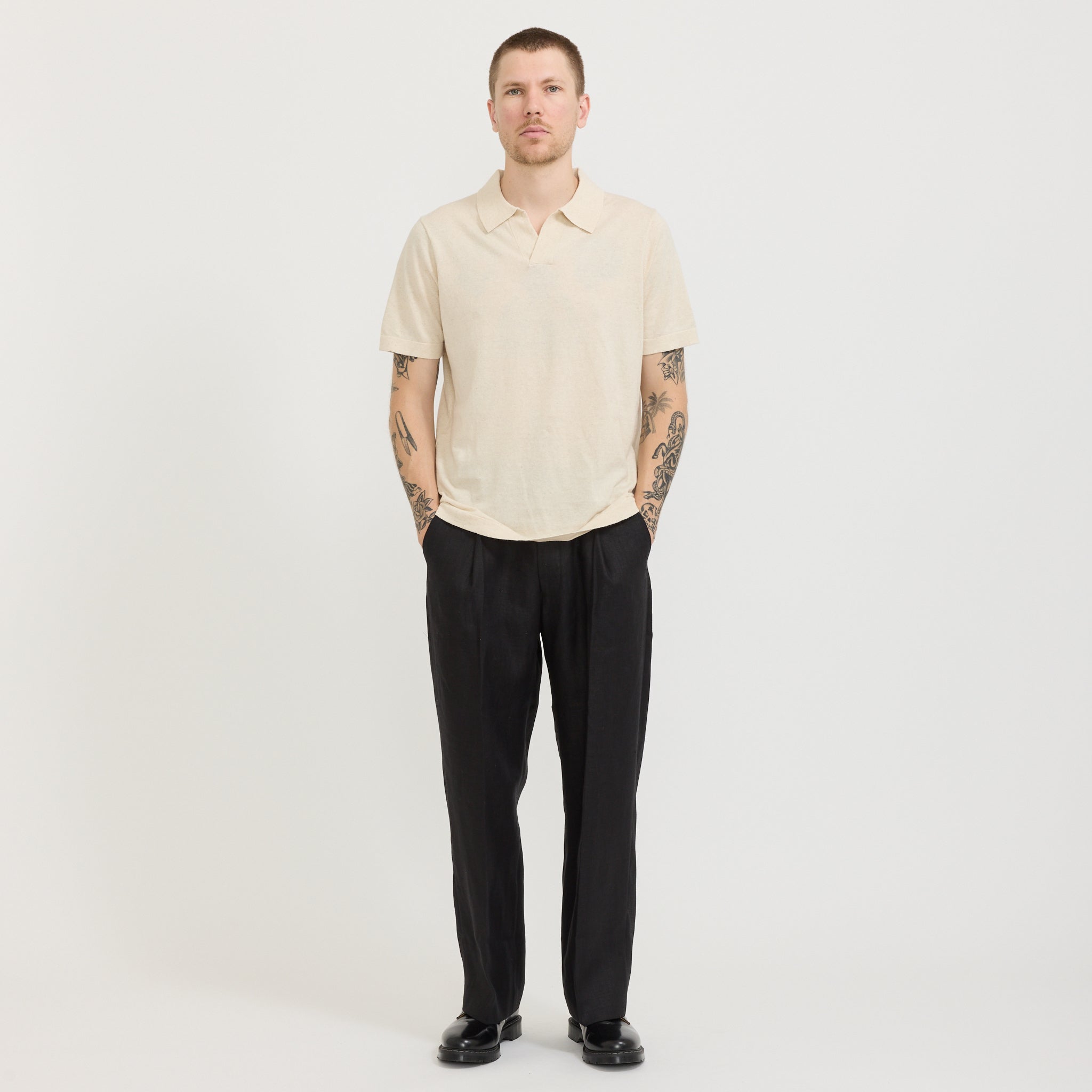 Ryan Knitted Polo Oat