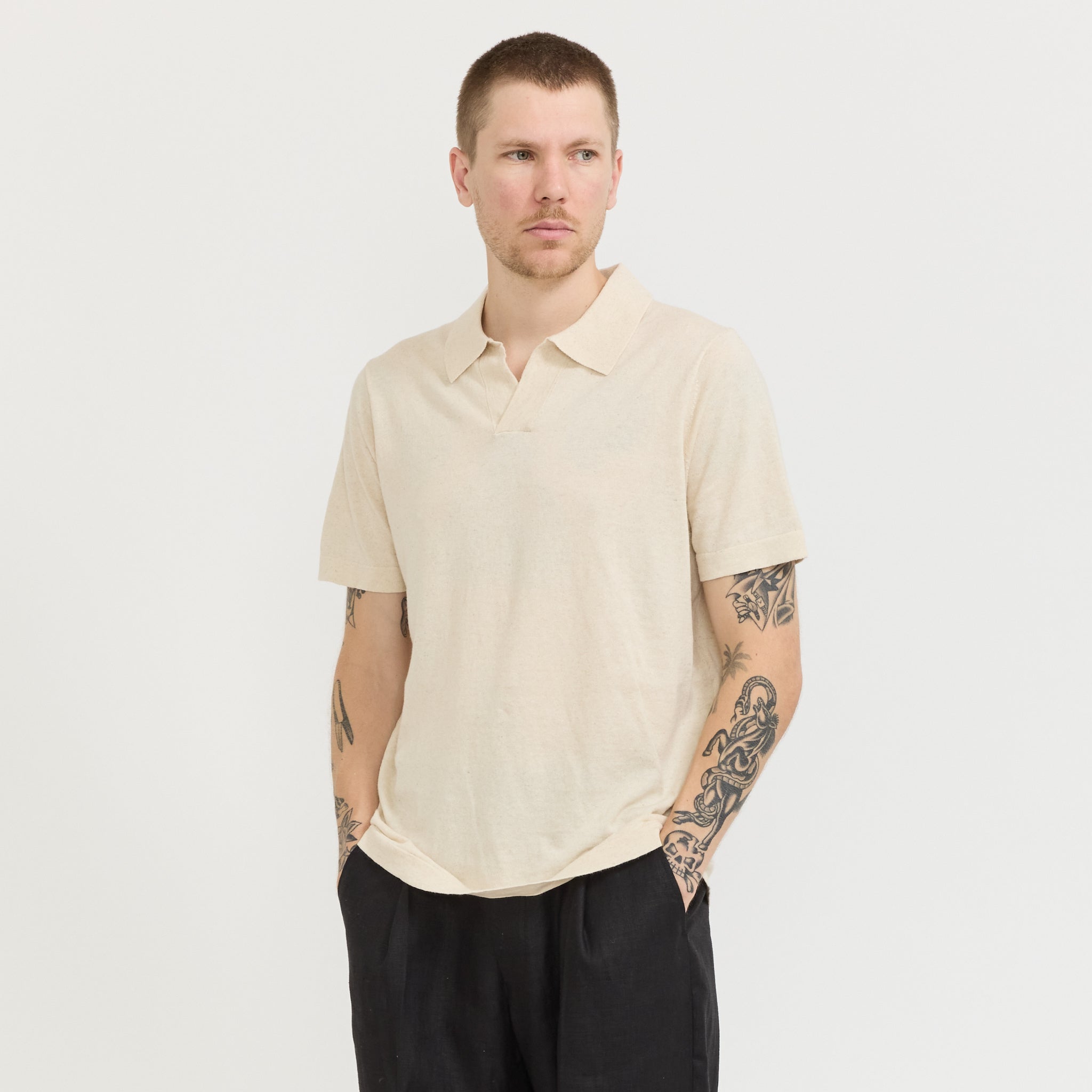 Ryan Knitted Polo Oat