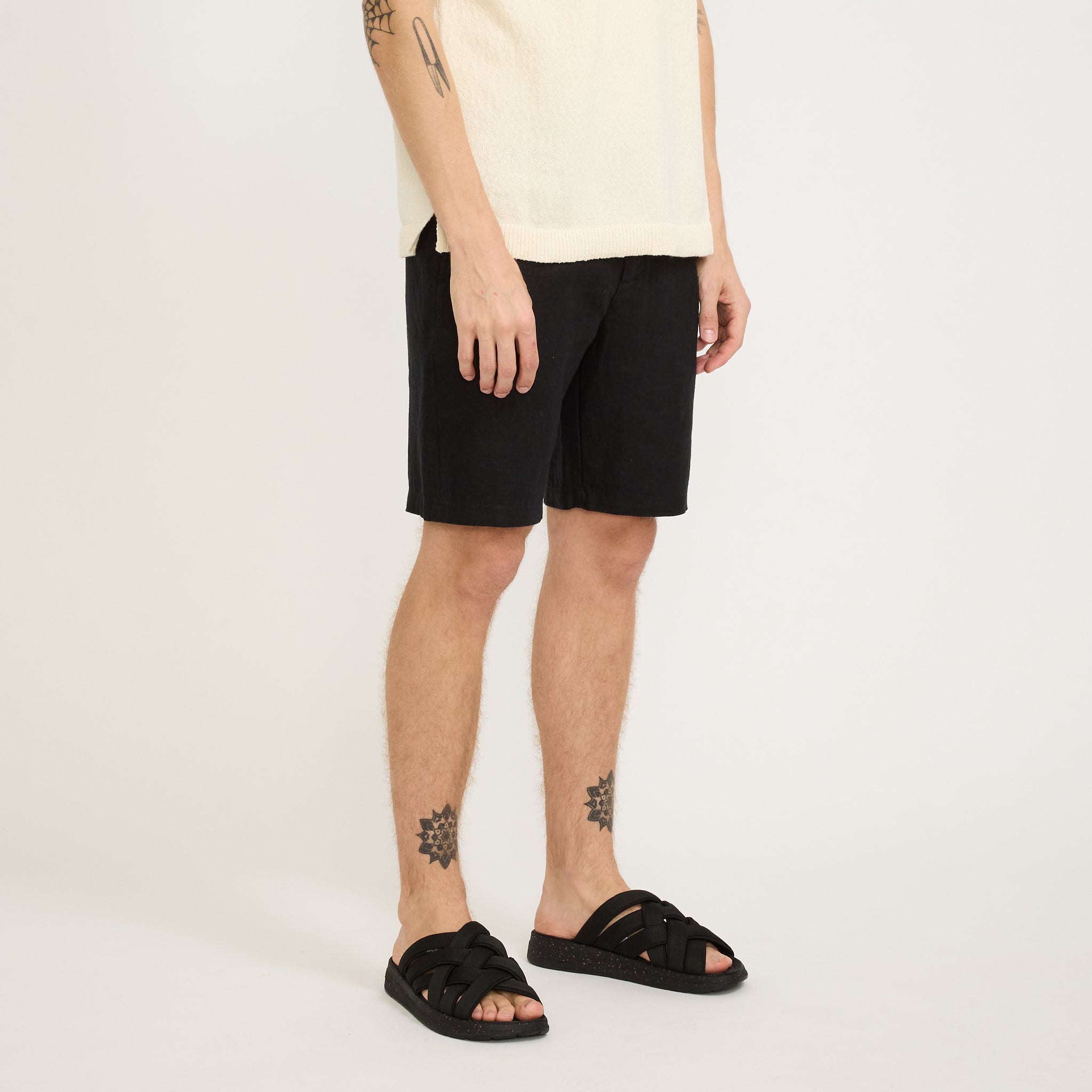 NN07 | Seb Casual Linen Shorts Black | Maplestore