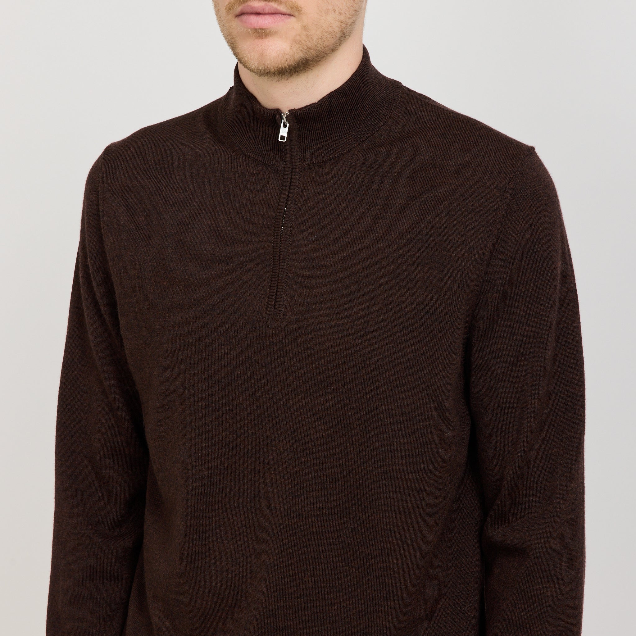 NN07 | Sergio Zip Mock 6605 Brown Melange | Maplestore