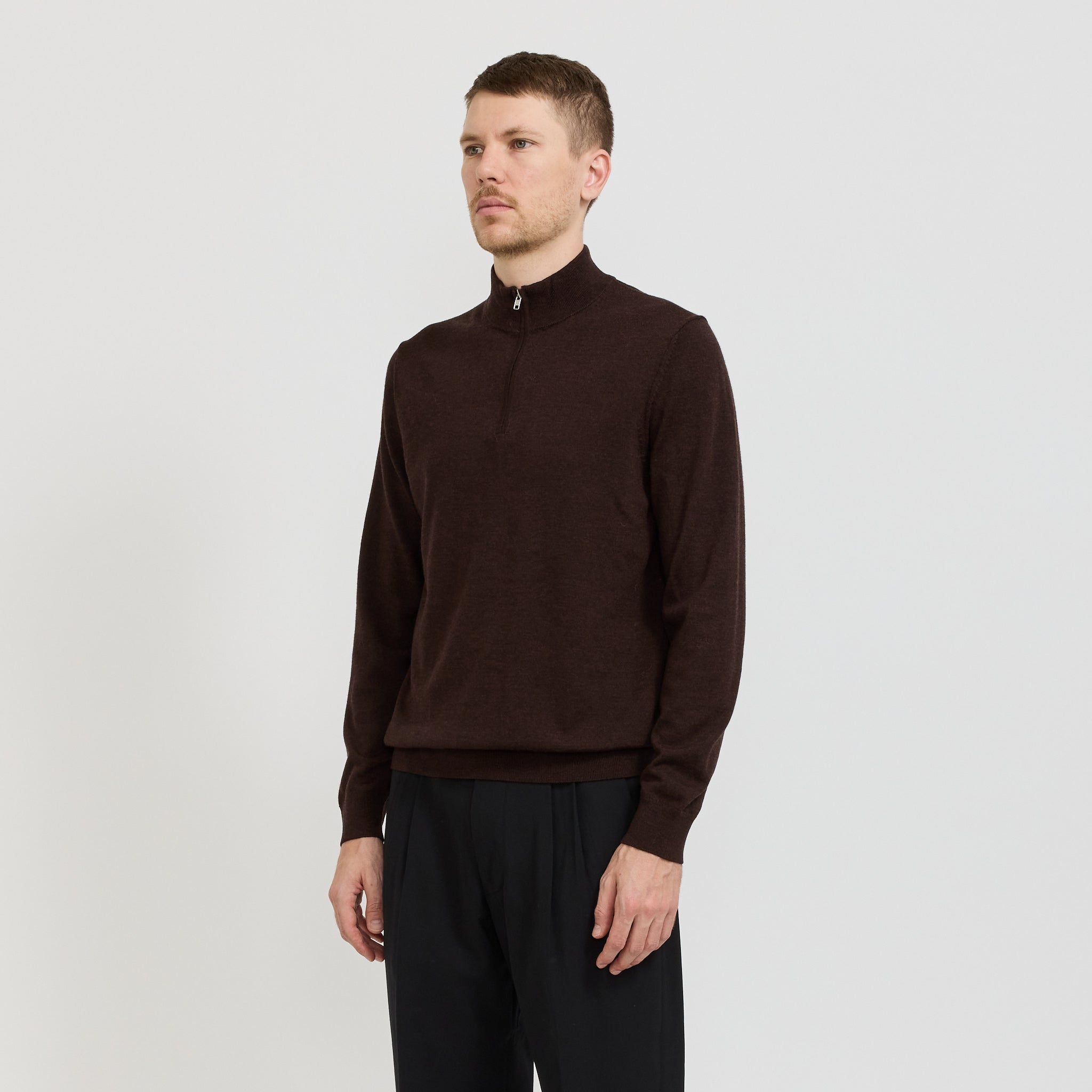 NN07 | Sergio Zip Mock 6605 Brown Melange | Maplestore
