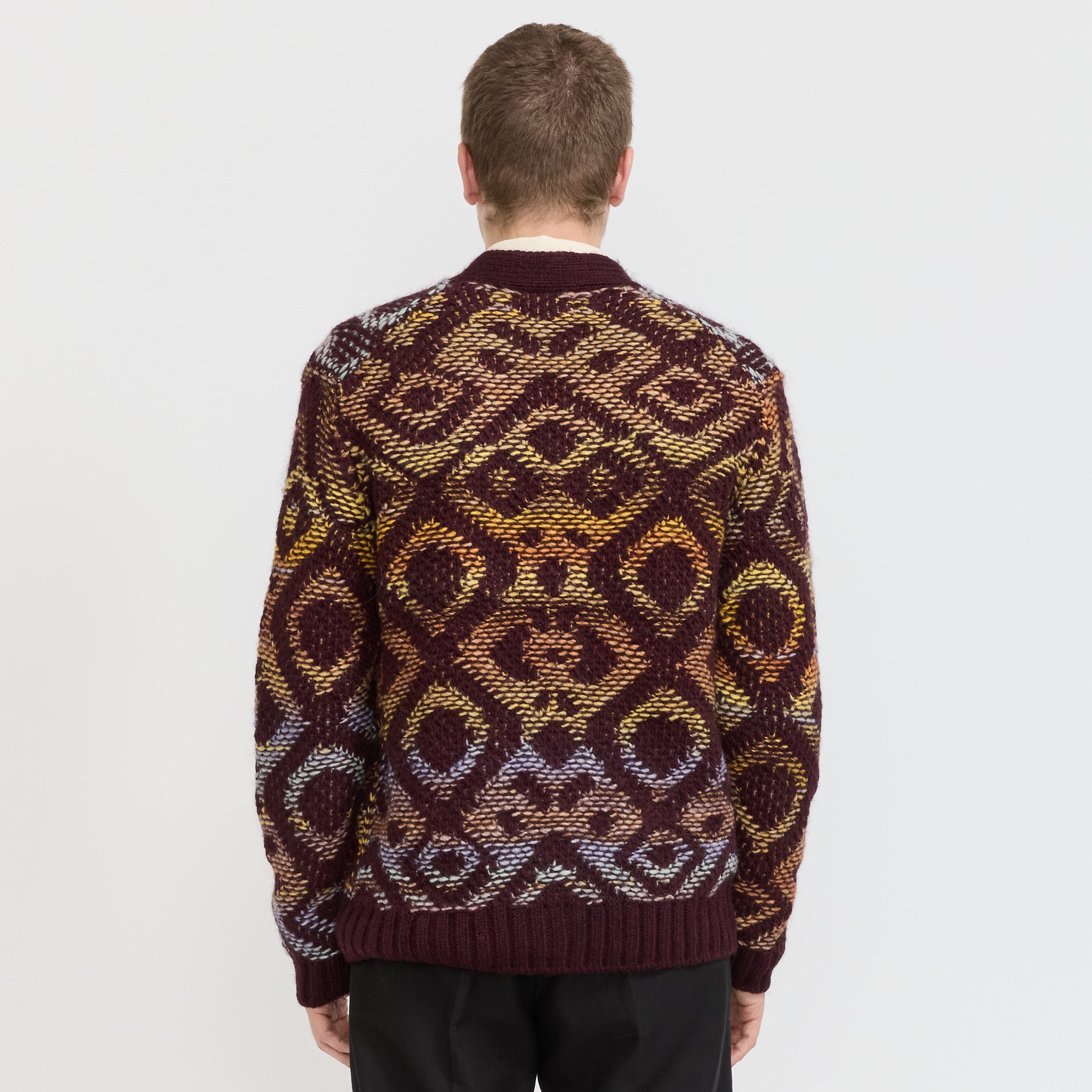 Viggo Jacquard Cardigan Wine Red