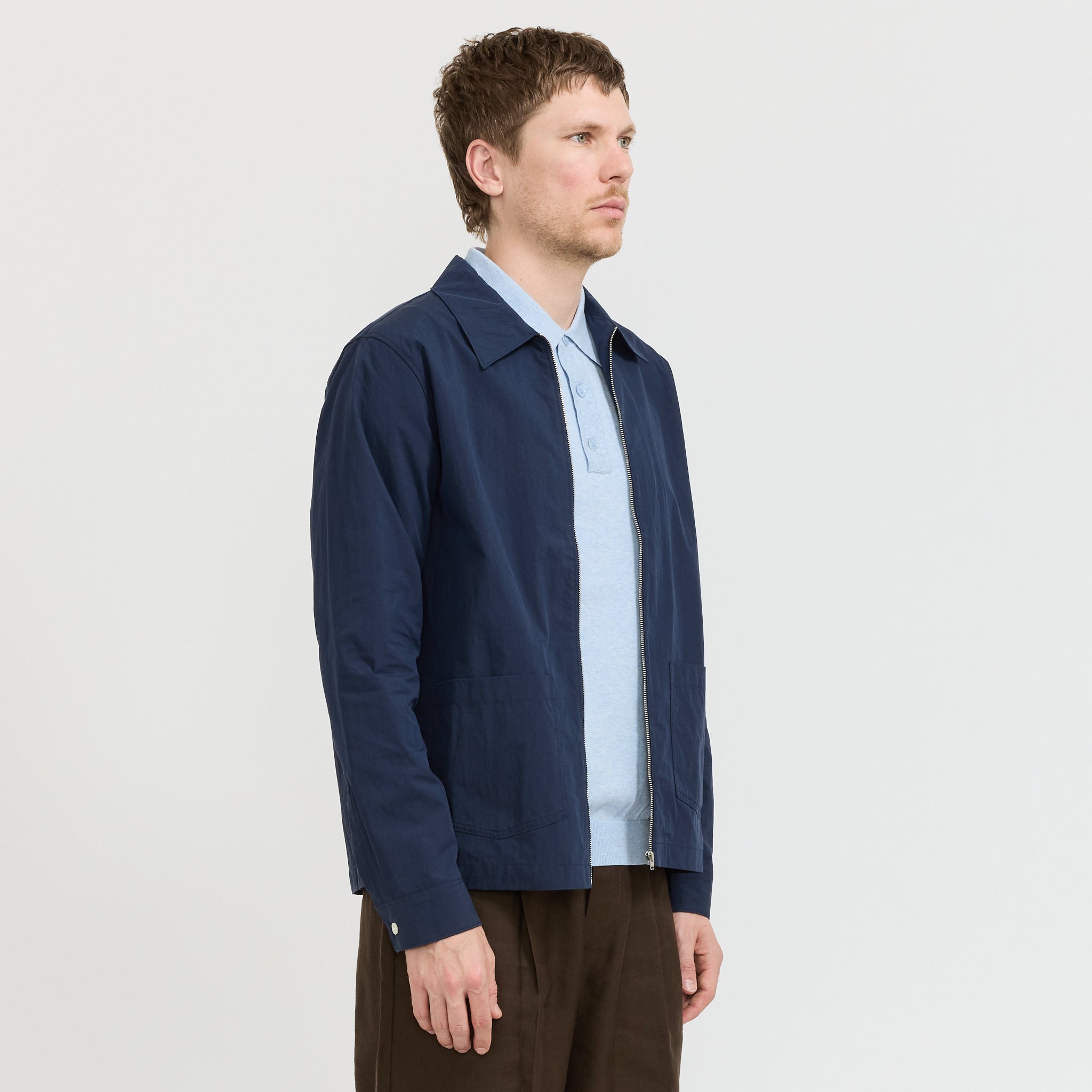 Virgil Zip Shirt Navy Blue