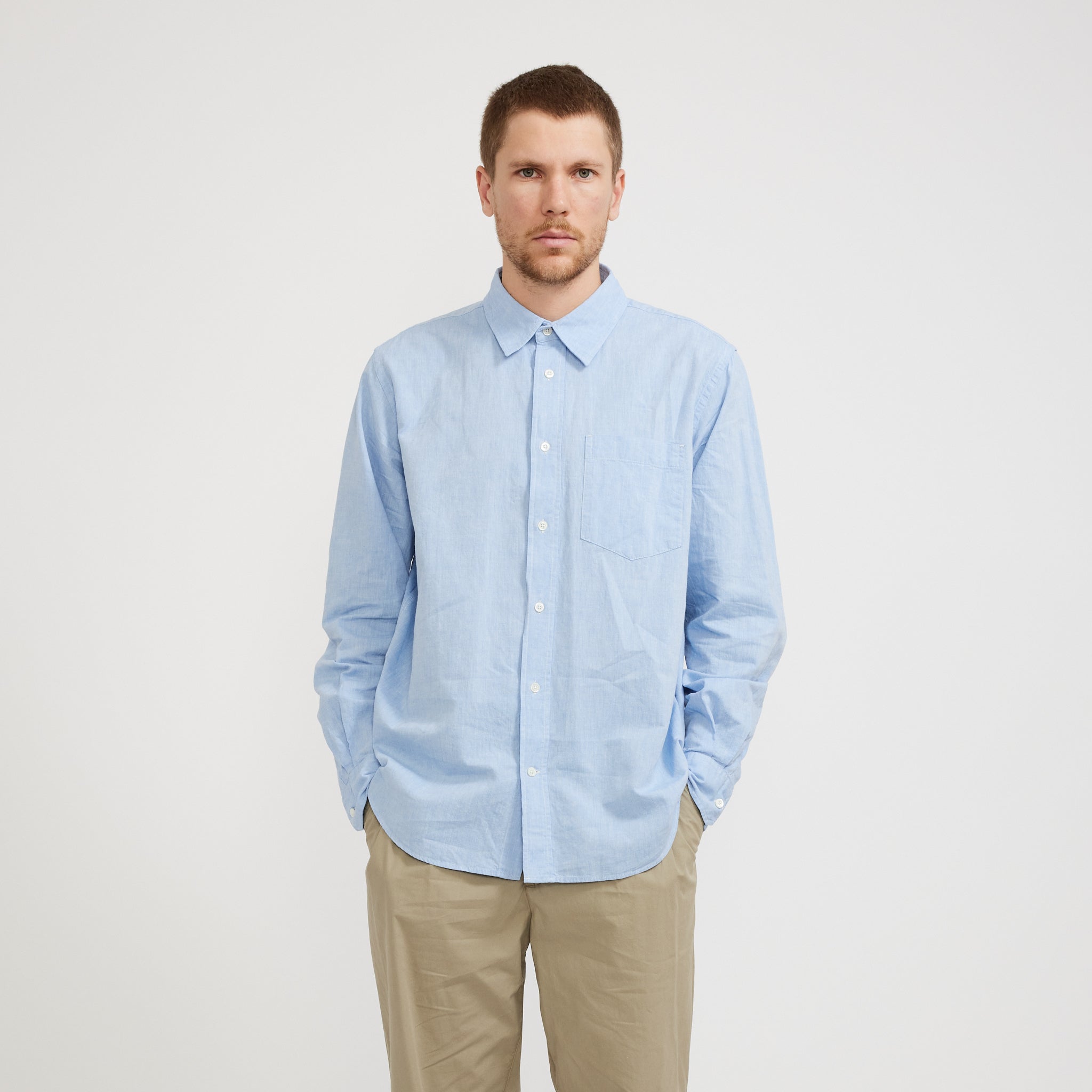 Norse Projects | Algot Relaxed Cotton Linen Shirt Pale Blue | Maplestore