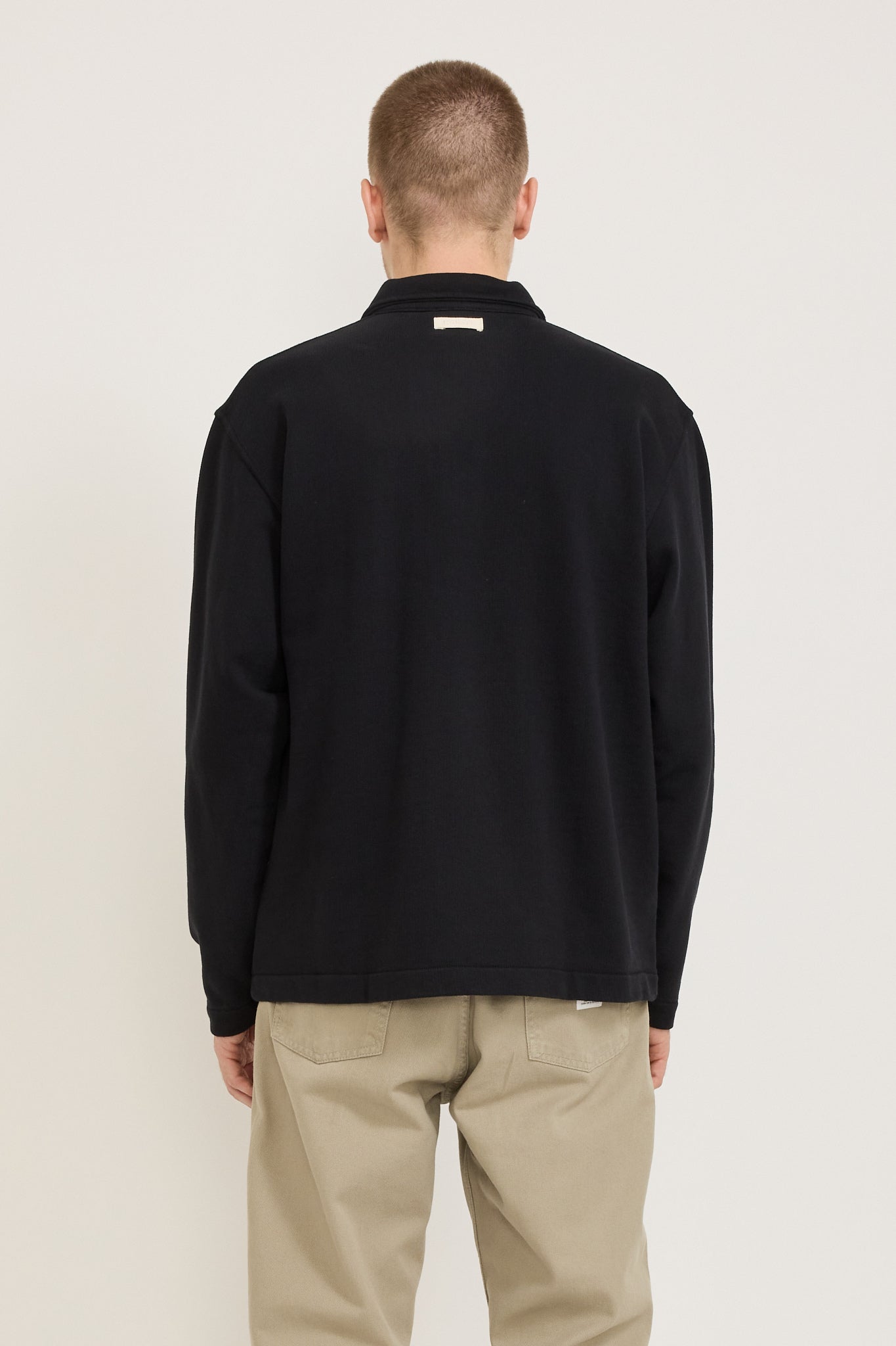 Fraser Relaxed Organic Loopback LS Polo Black
