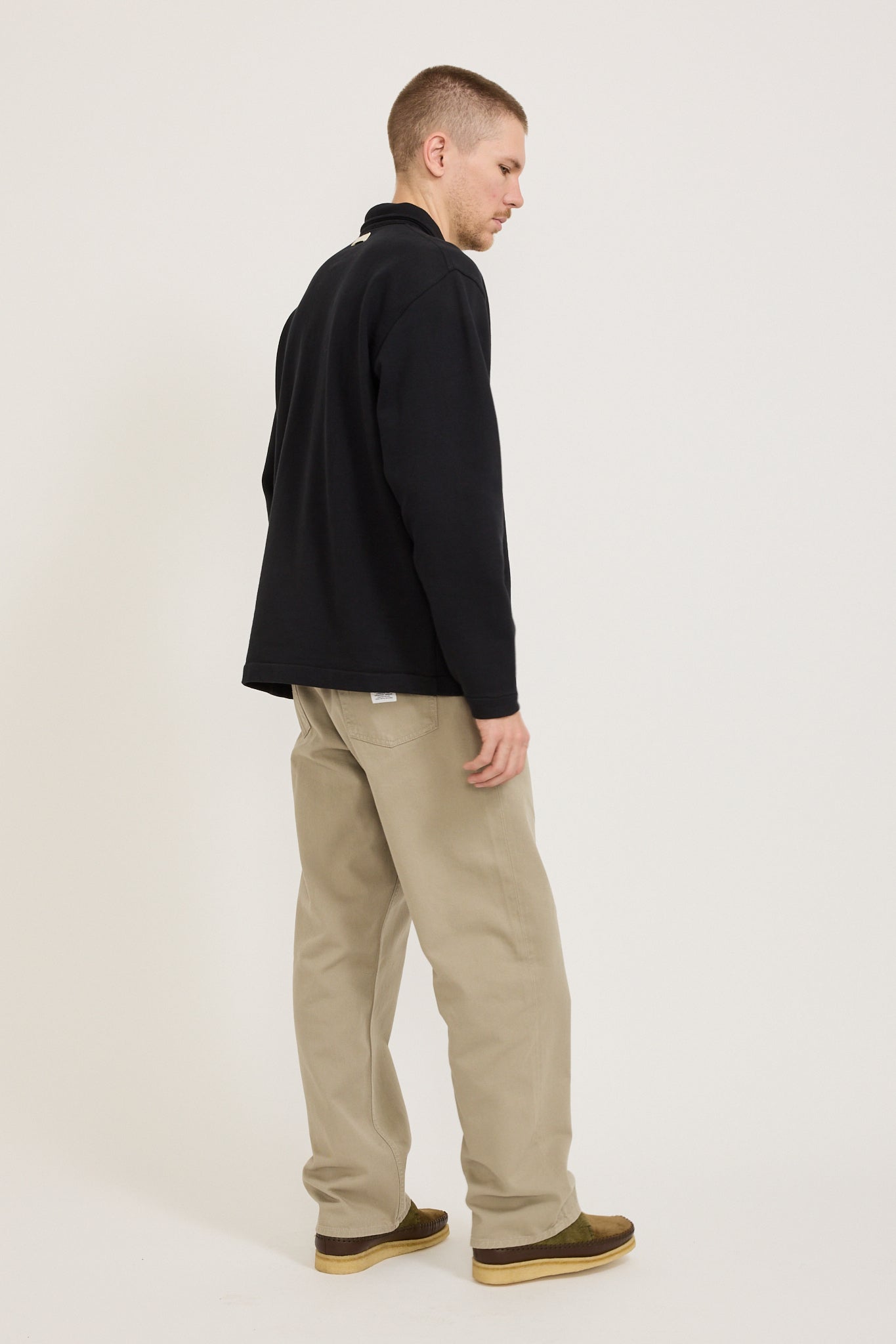 Fraser Relaxed Organic Loopback LS Polo Black