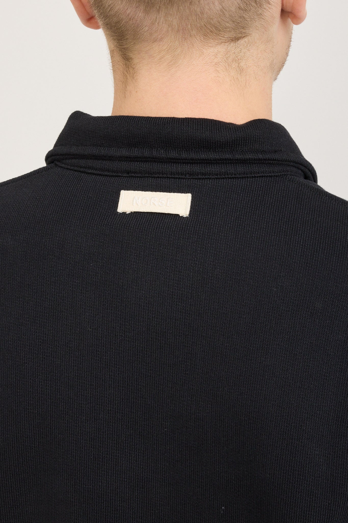 Fraser Relaxed Organic Loopback LS Polo Black