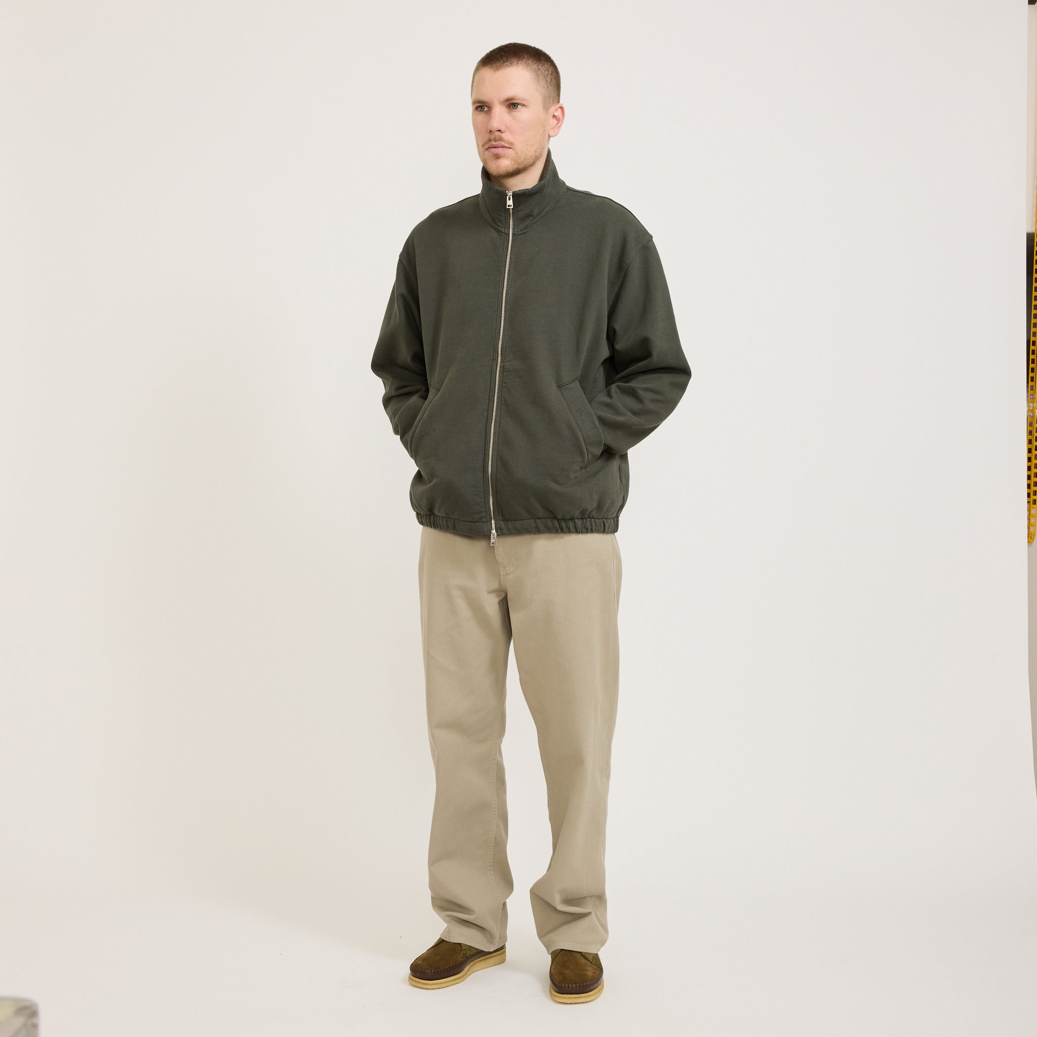 Bjorn Relaxed Organic Loopback Track Jacket Black Olive