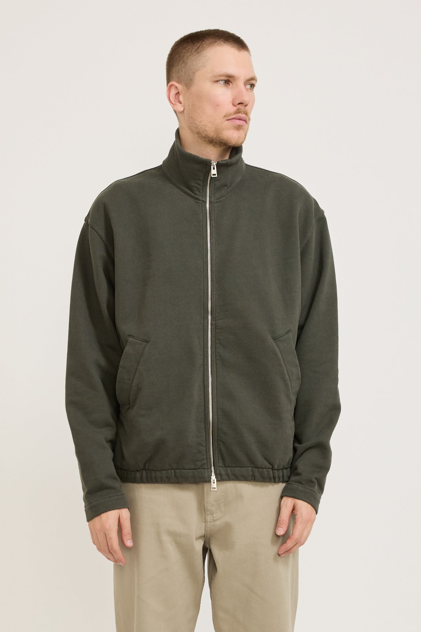Bjorn Relaxed Organic Loopback Track Jacket Black Olive