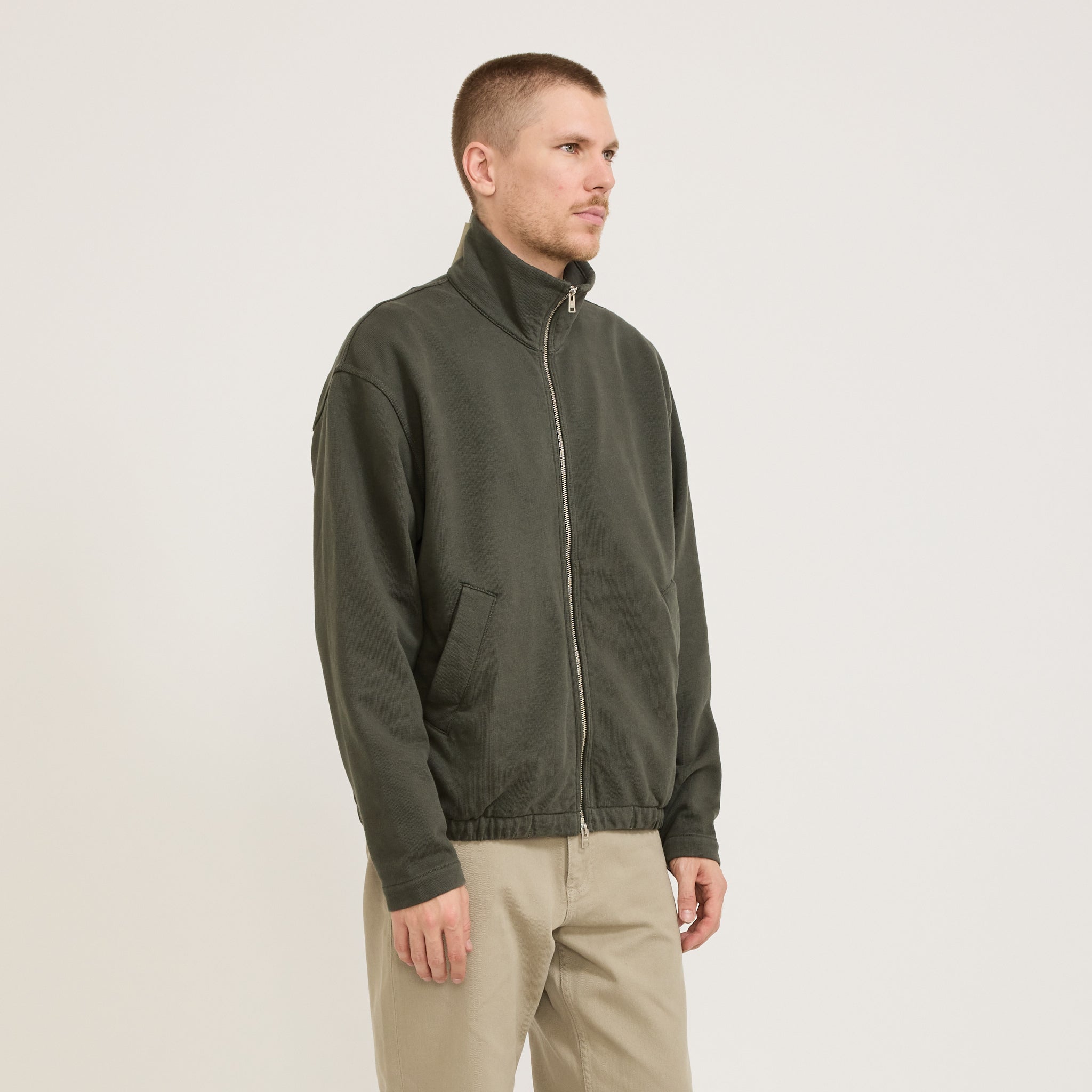 Bjorn Relaxed Organic Loopback Track Jacket Black Olive