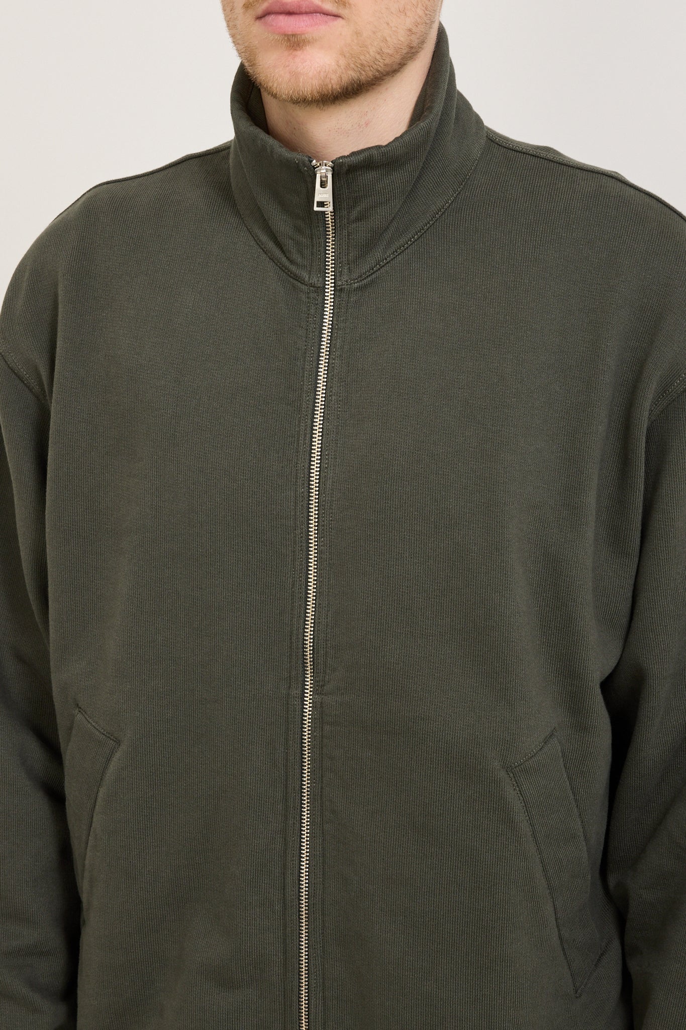 Bjorn Relaxed Organic Loopback Track Jacket Black Olive