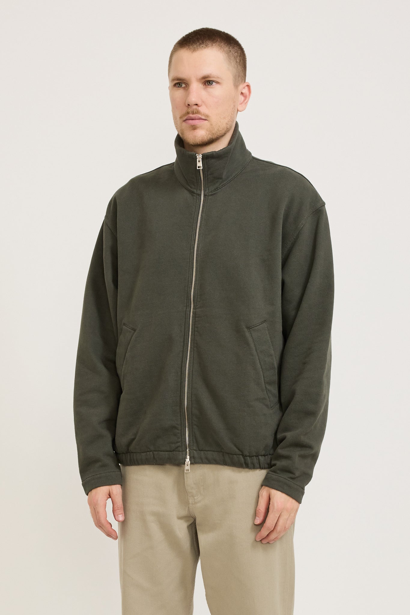Bjorn Relaxed Organic Loopback Track Jacket Black Olive