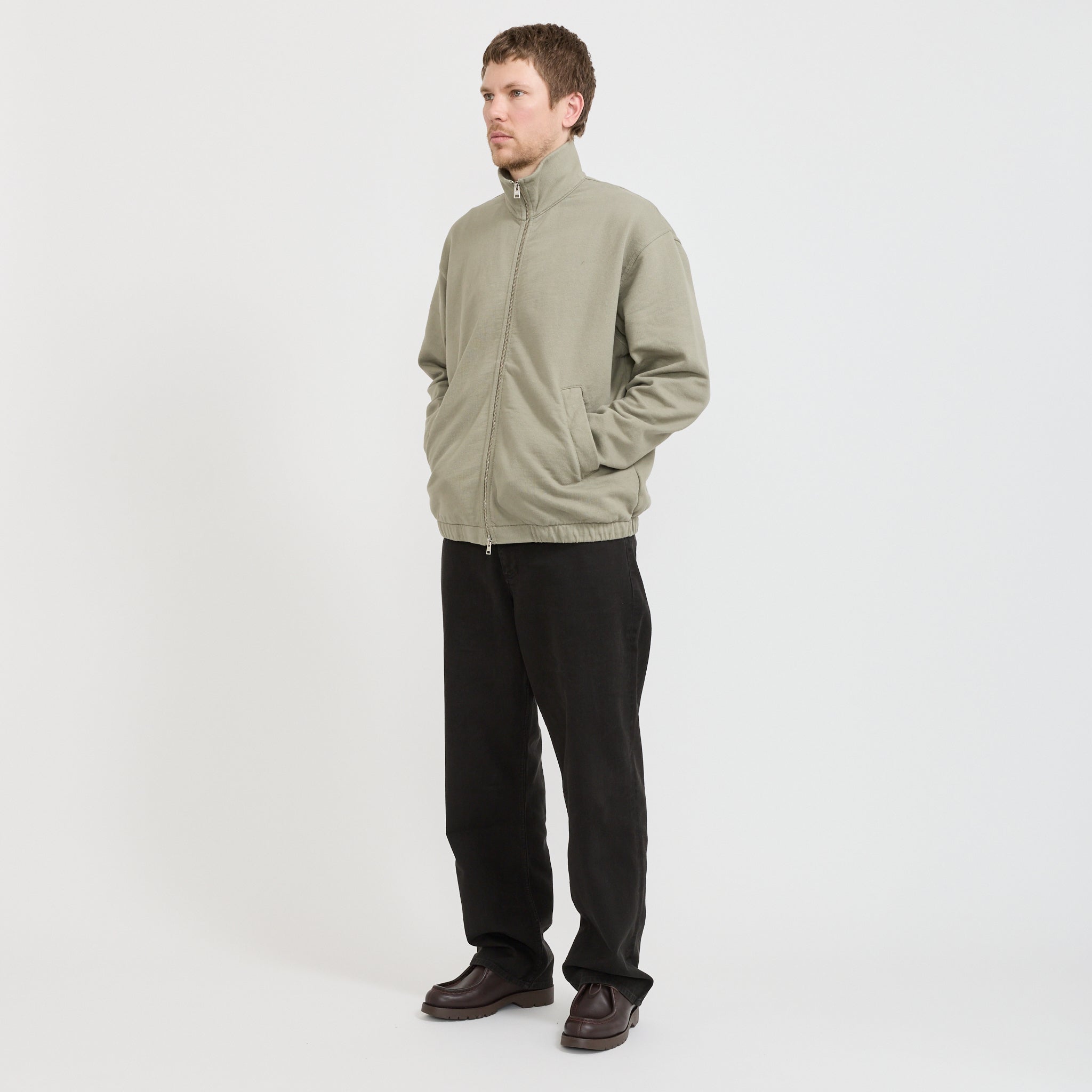 Hornidal Relaxed Organic Loopback Track Jacket Vetiver | Maplestore