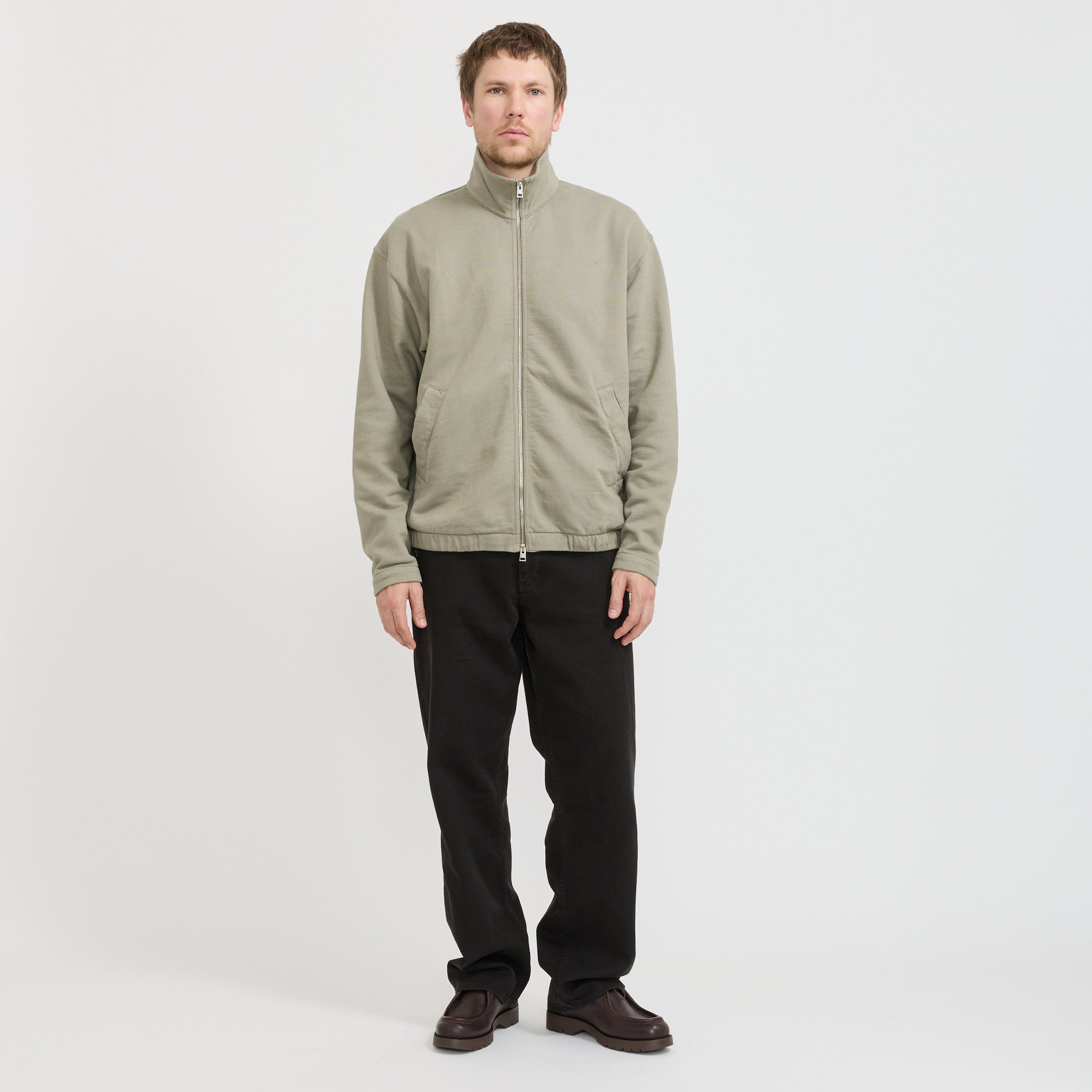 Hornidal Relaxed Organic Loopback Track Jacket Vetiver | Maplestore