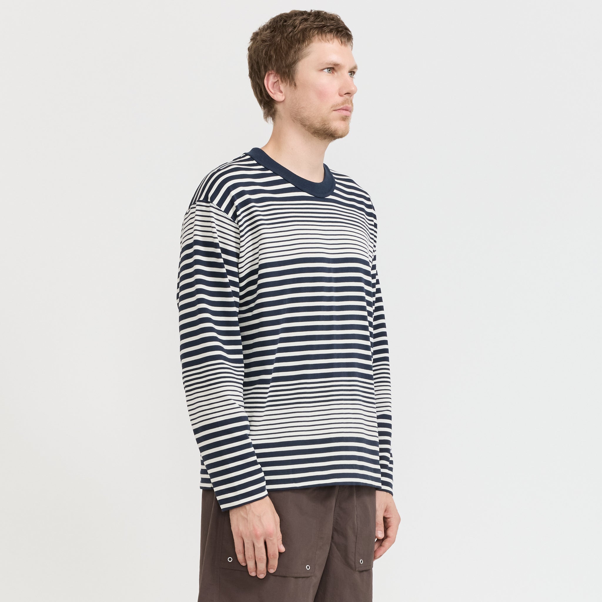 Norse Projects | Isefjord Multi Stripe Heavy LS T-Shirt Dark Navy | Maplestore