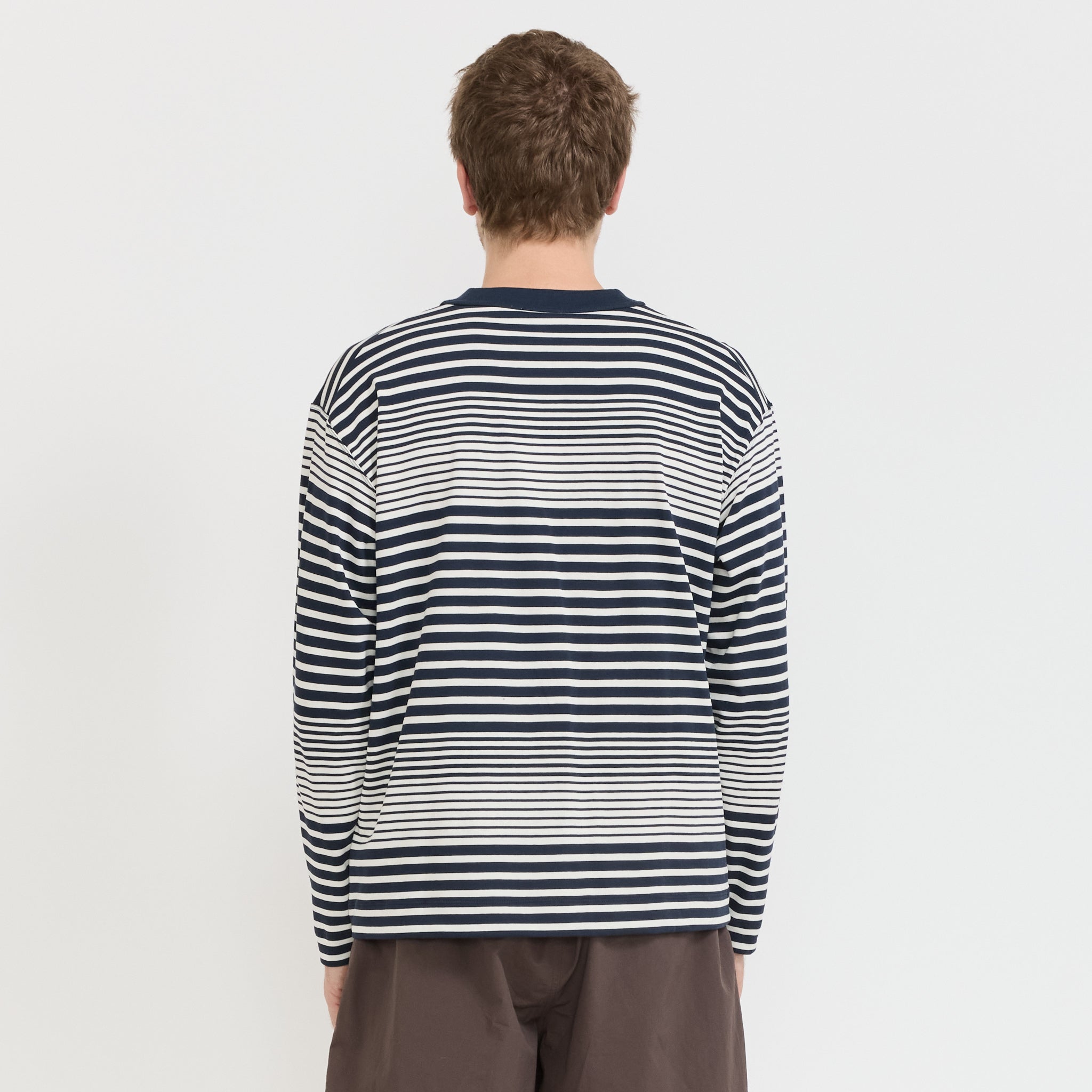 Norse Projects | Isefjord Multi Stripe Heavy LS T-Shirt Dark Navy | Maplestore