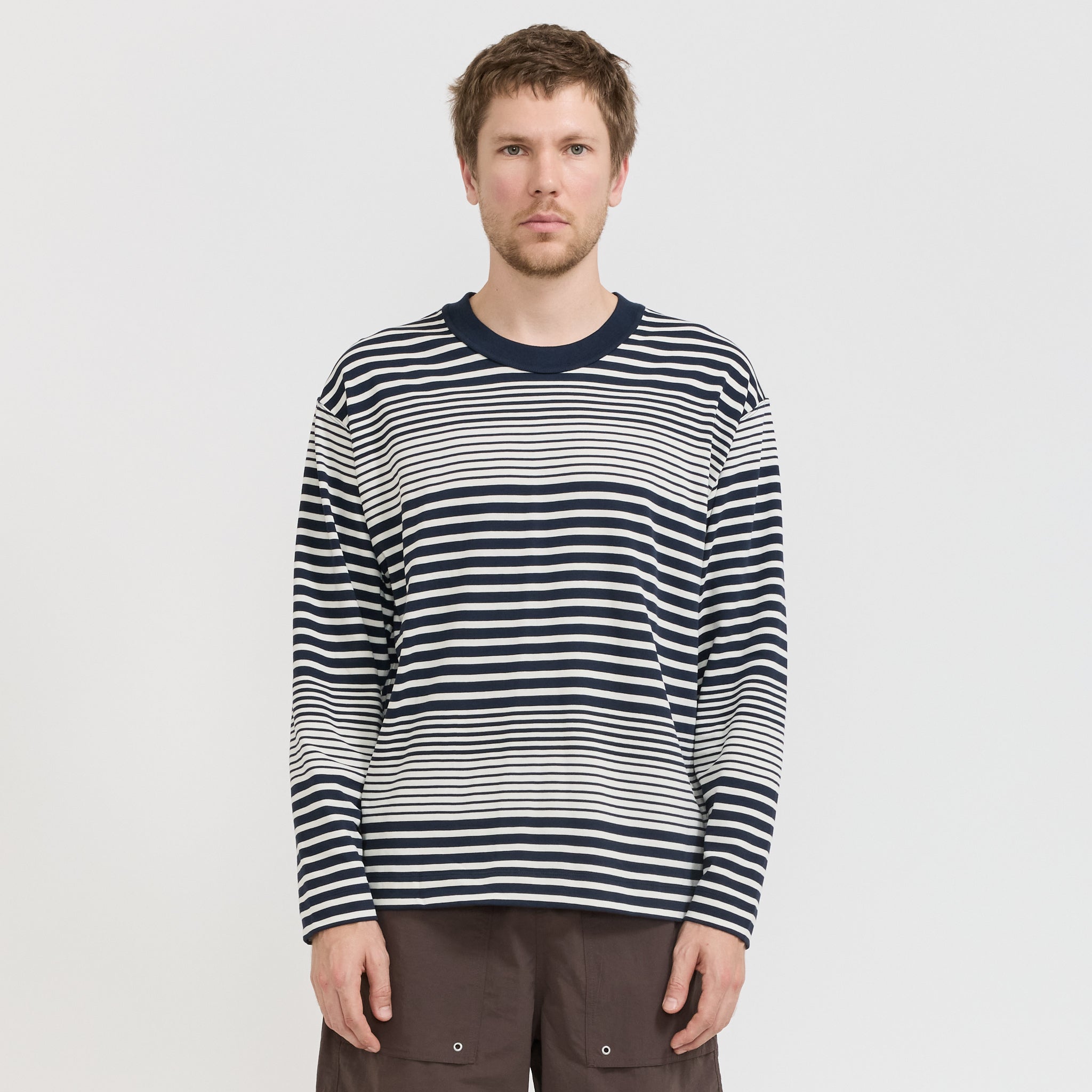 Norse Projects | Isefjord Multi Stripe Heavy LS T-Shirt Dark Navy | Maplestore