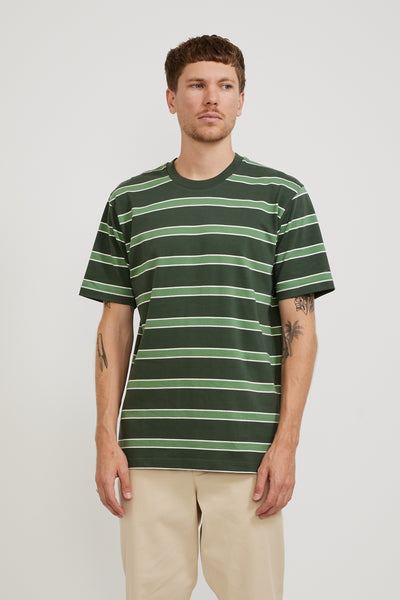 Norse Projects | Johannes Organic Multicolour Stripe T-Shirt Spruce Green | Maplestore