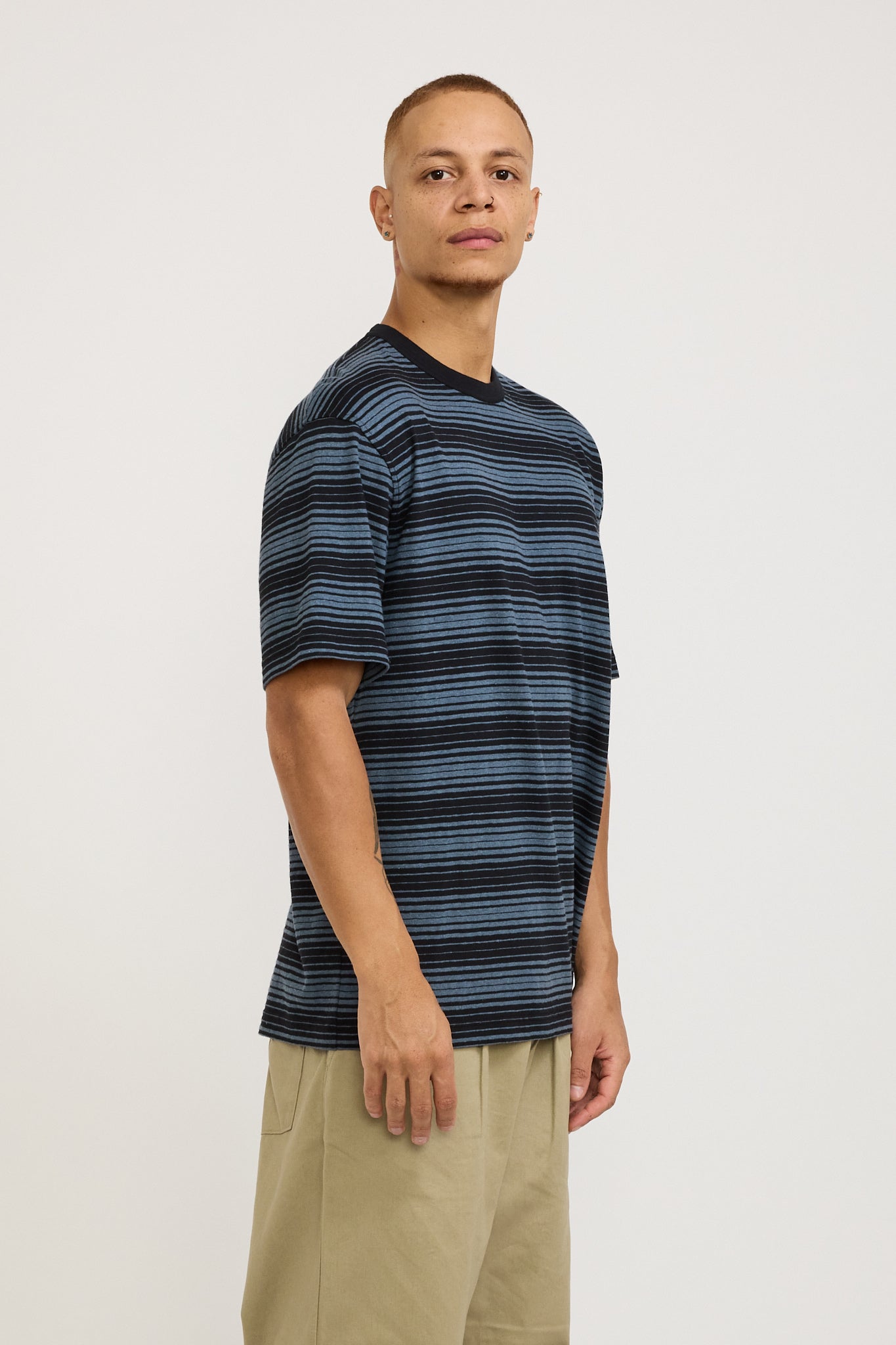 Norse Projects | Johannes Spaced Stripe T-Shirt Steel Blue | Maplestore