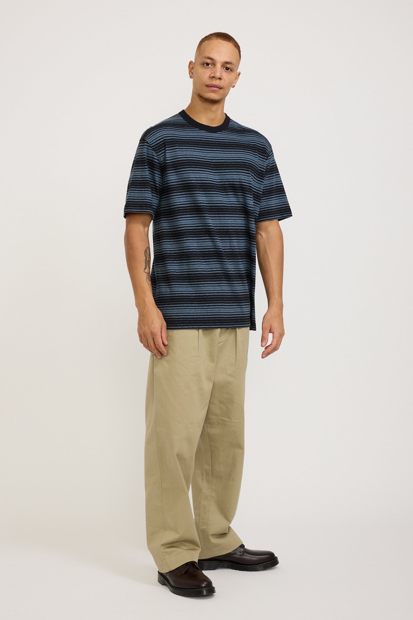 Norse Projects | Johannes Spaced Stripe T-Shirt Steel Blue | Maplestore