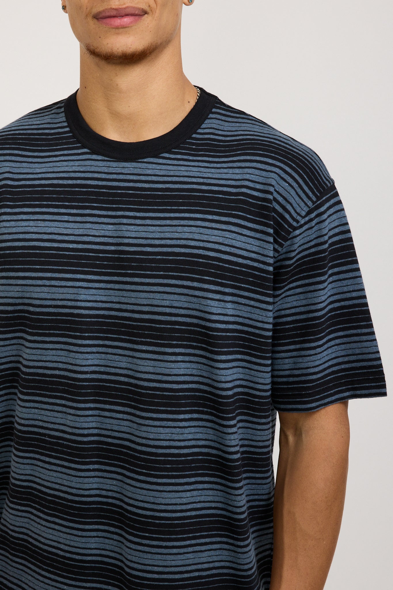 Norse Projects | Johannes Spaced Stripe T-Shirt Steel Blue | Maplestore