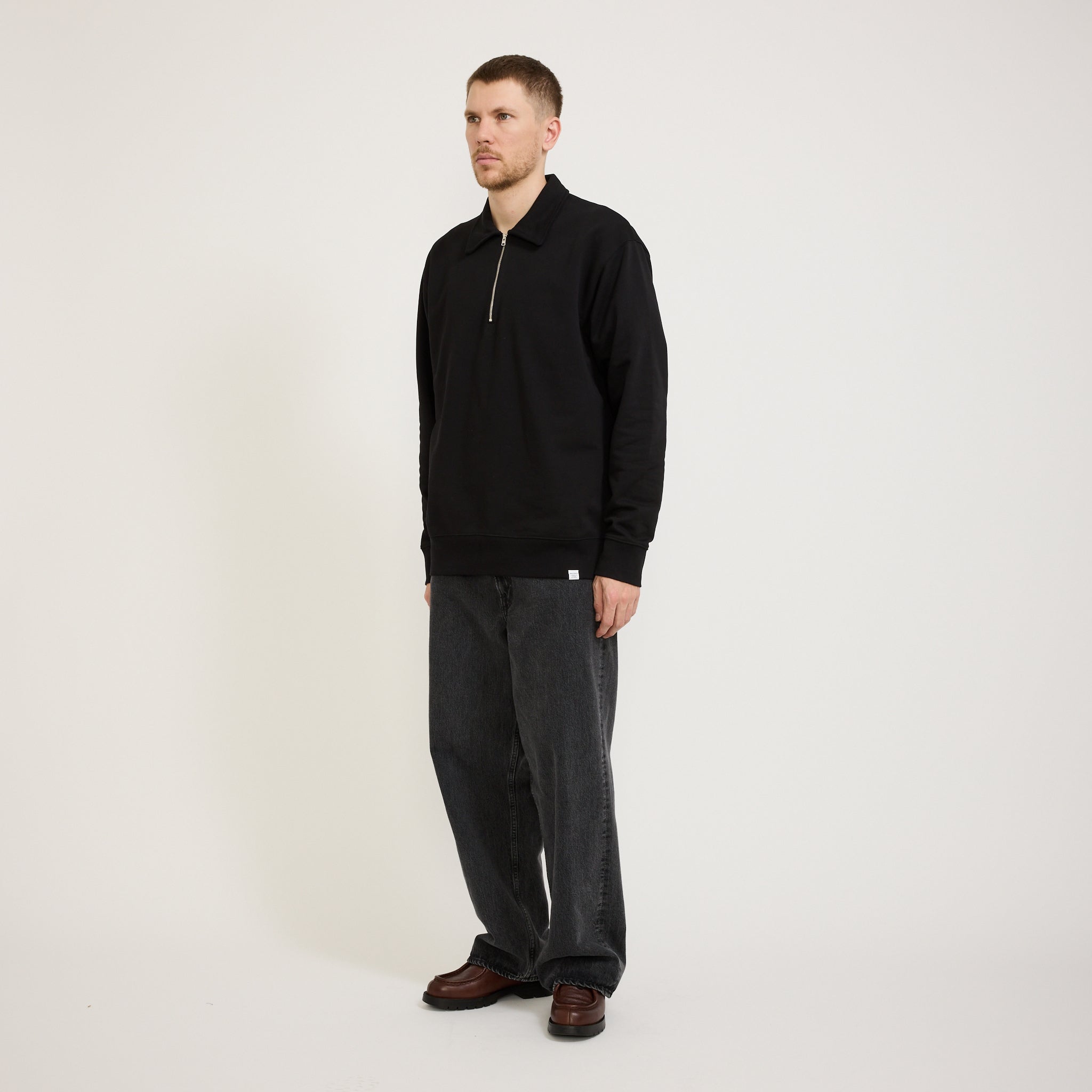 Norse Projects | Ketel Relaxed Organic Half Zip Sweater Black | Maplestore